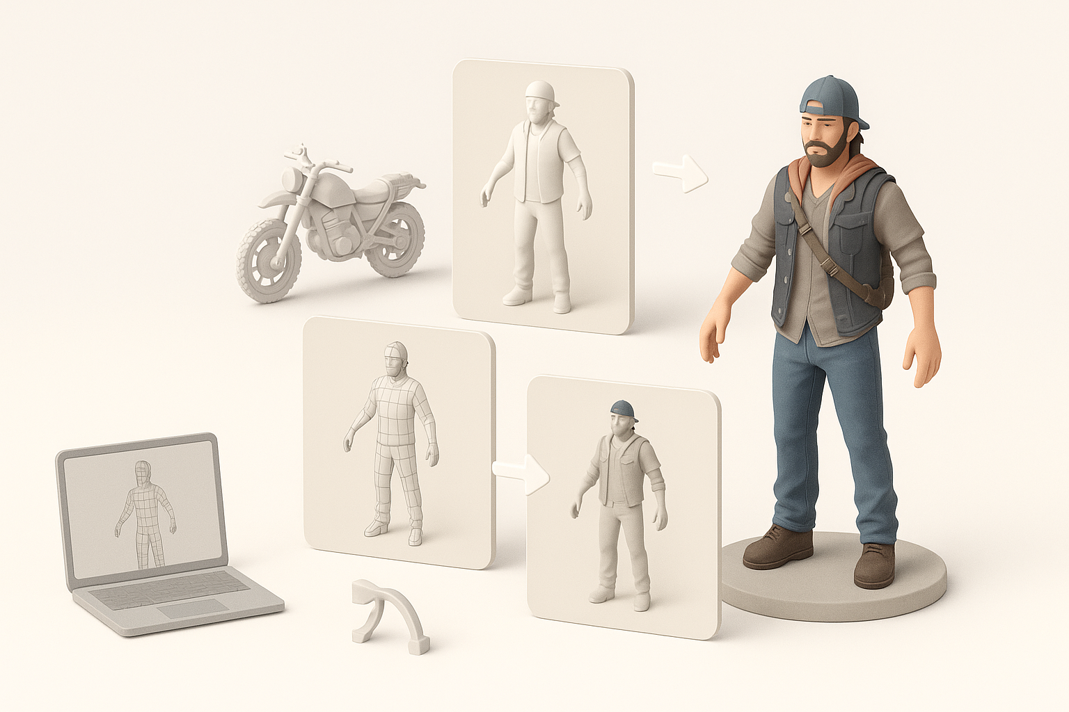 分步详解：构建 Days Gone 3D 模型