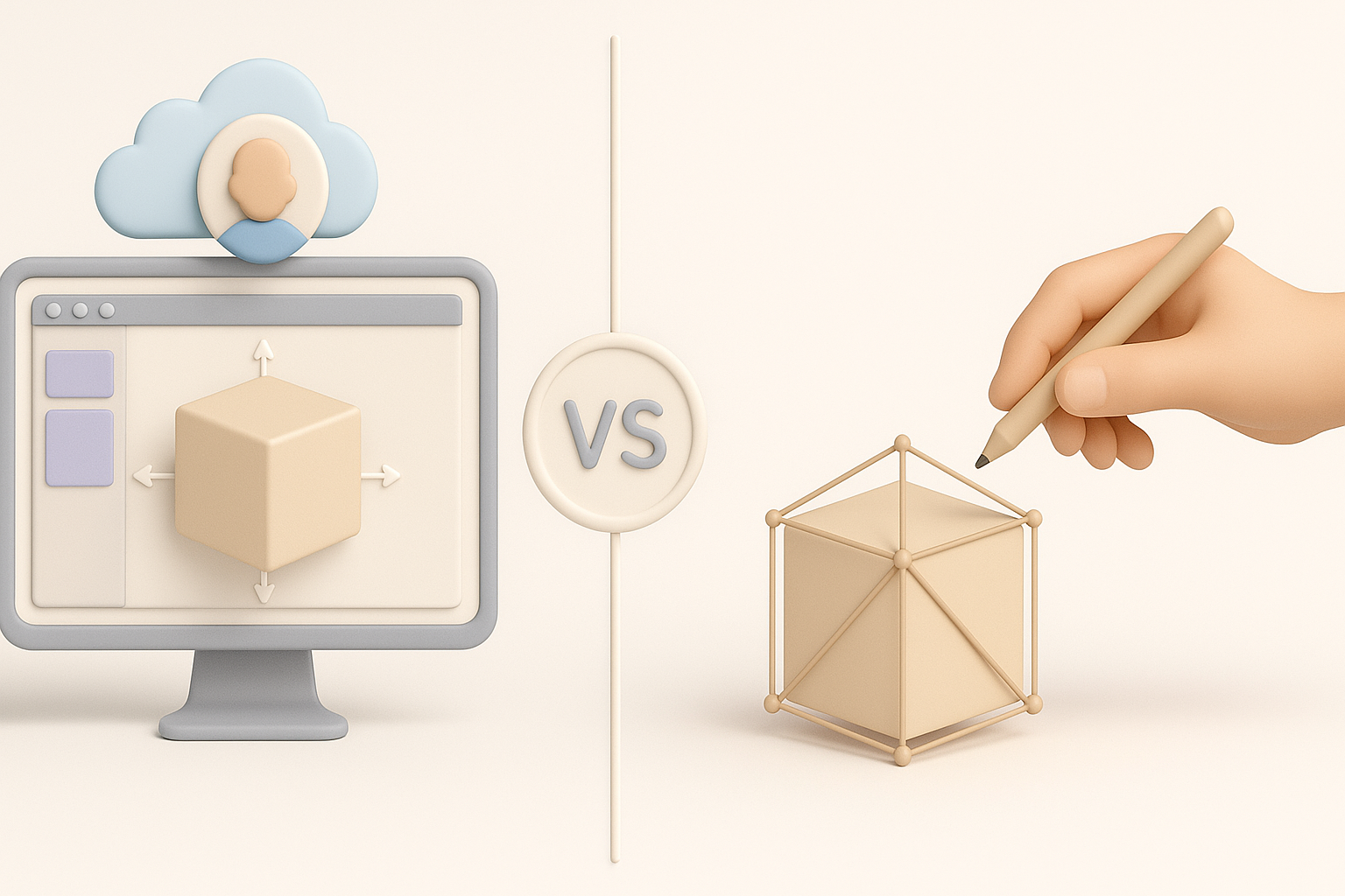 AI 驱动与手工 3D 制作方法对比