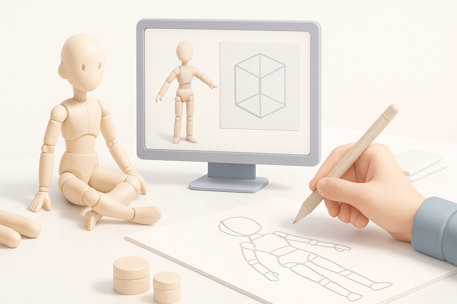 可动娃娃3D模型规划与概念设计示意图