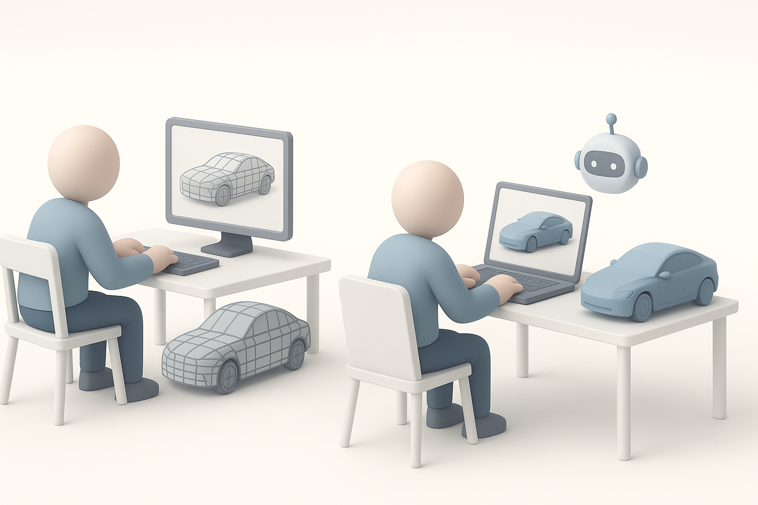 Comparison: Manual vs. AI-Assisted 3D Model Creation illustration