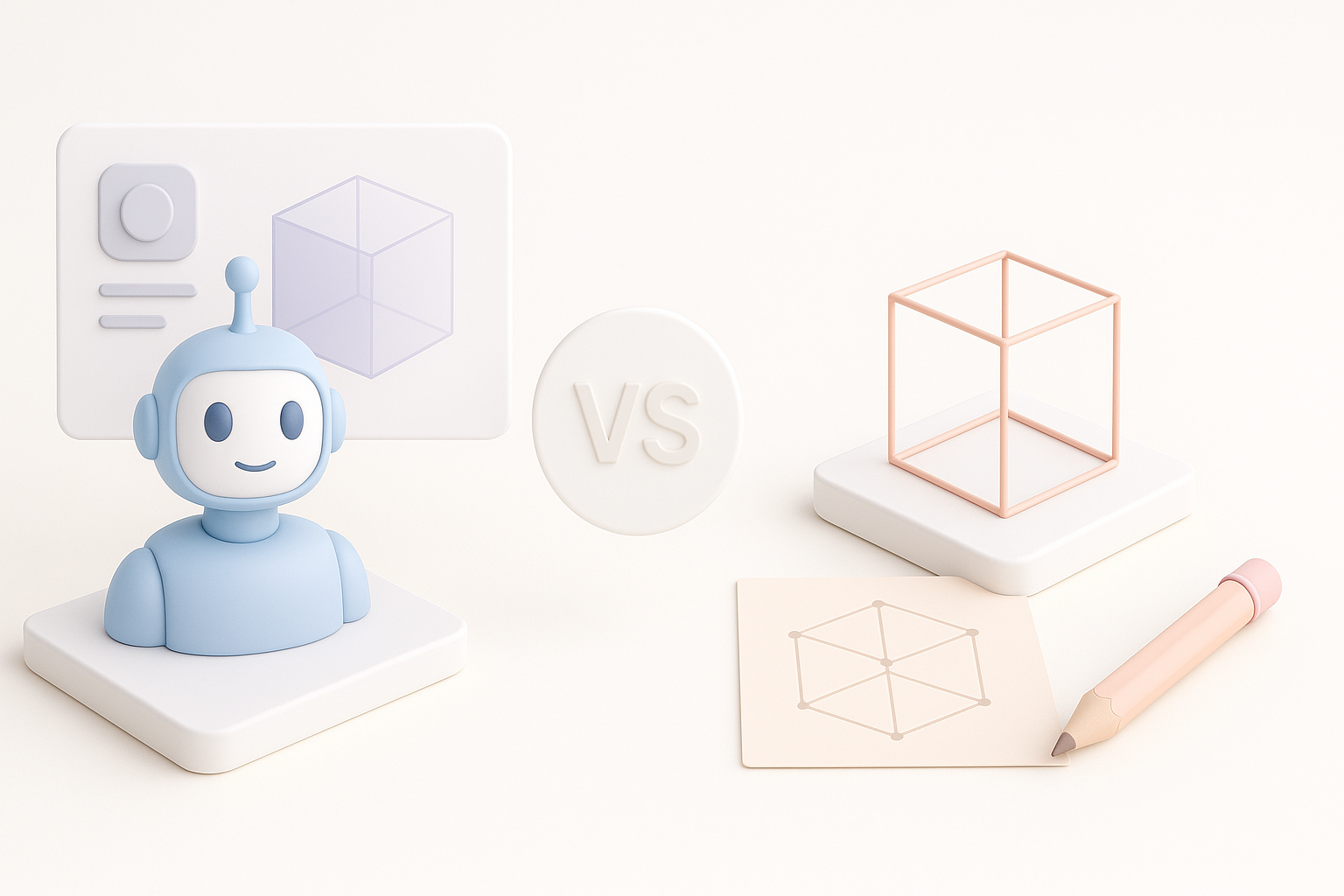 AI 驱动与传统 3D 制作方法对比示意图