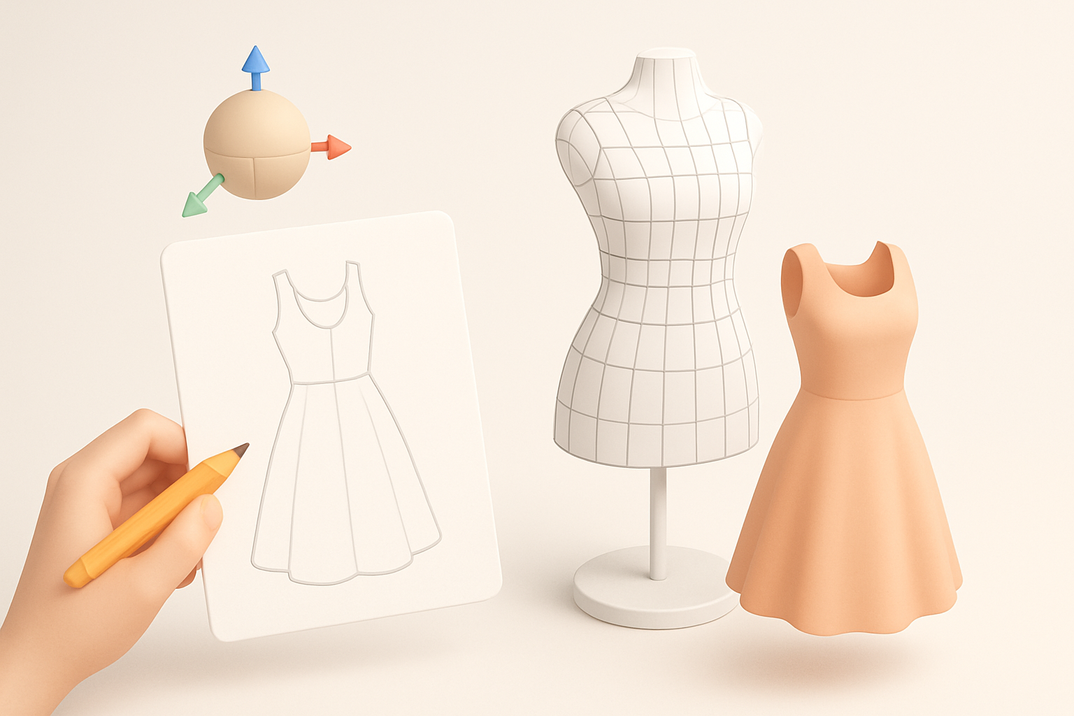 构思你的3D服装模型示意图
