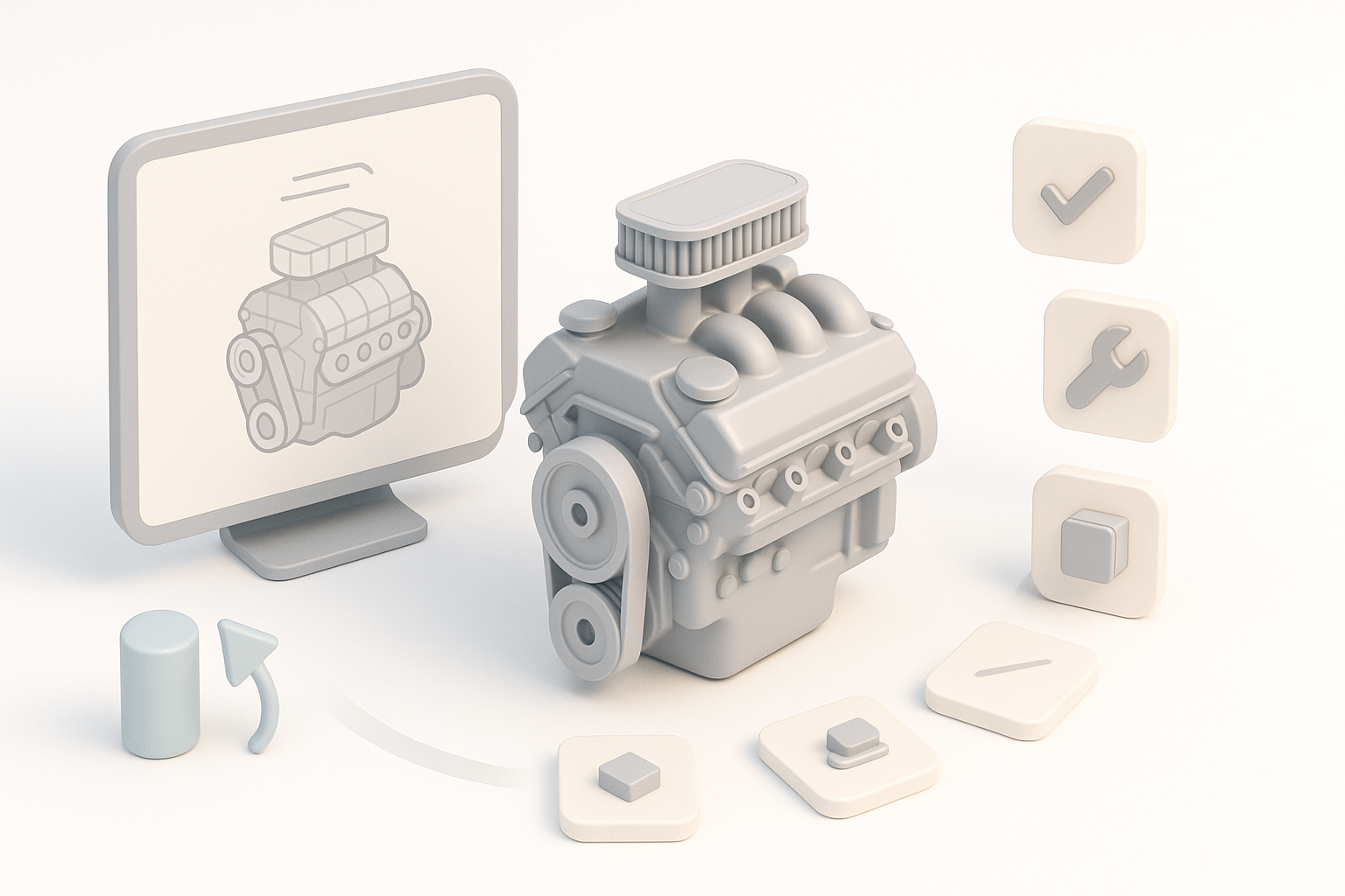 My Step-by-Step Workflow for Engine 3D Model Creation illustration