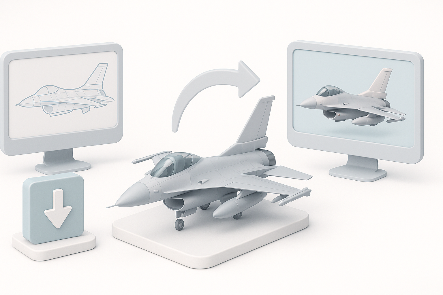 F-16模型导出与项目集成示意图