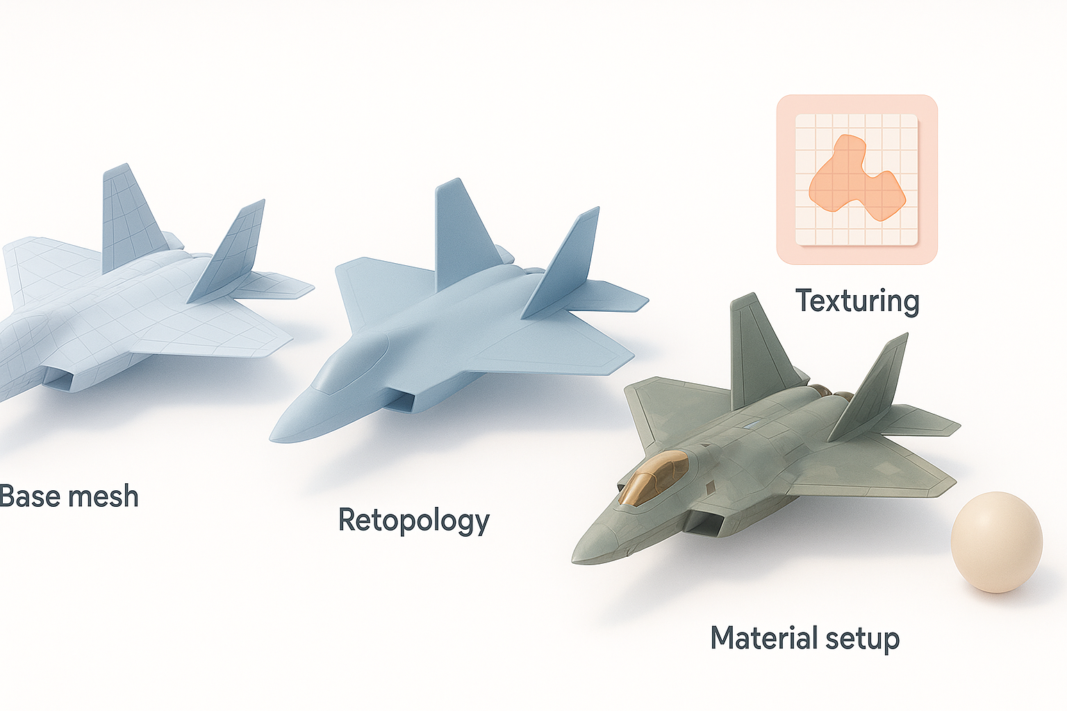 Retopology, Texturing, and Material Setup illustration