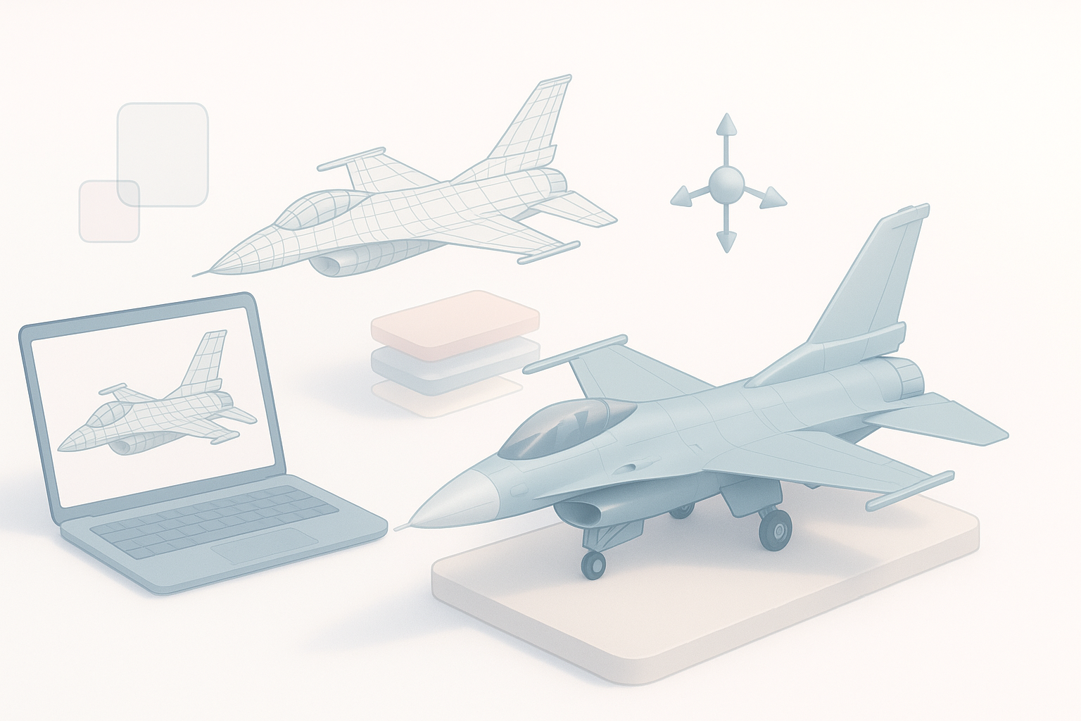 F-16 3D模型创建概览示意图