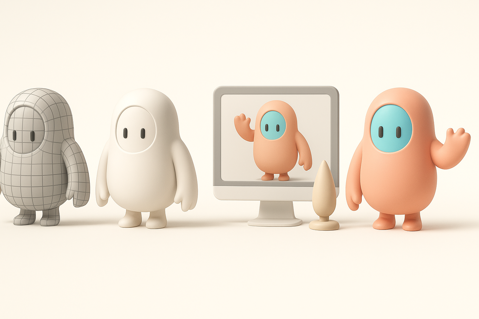 Step-by-Step: Building a Fall Guys 3D Model illustration