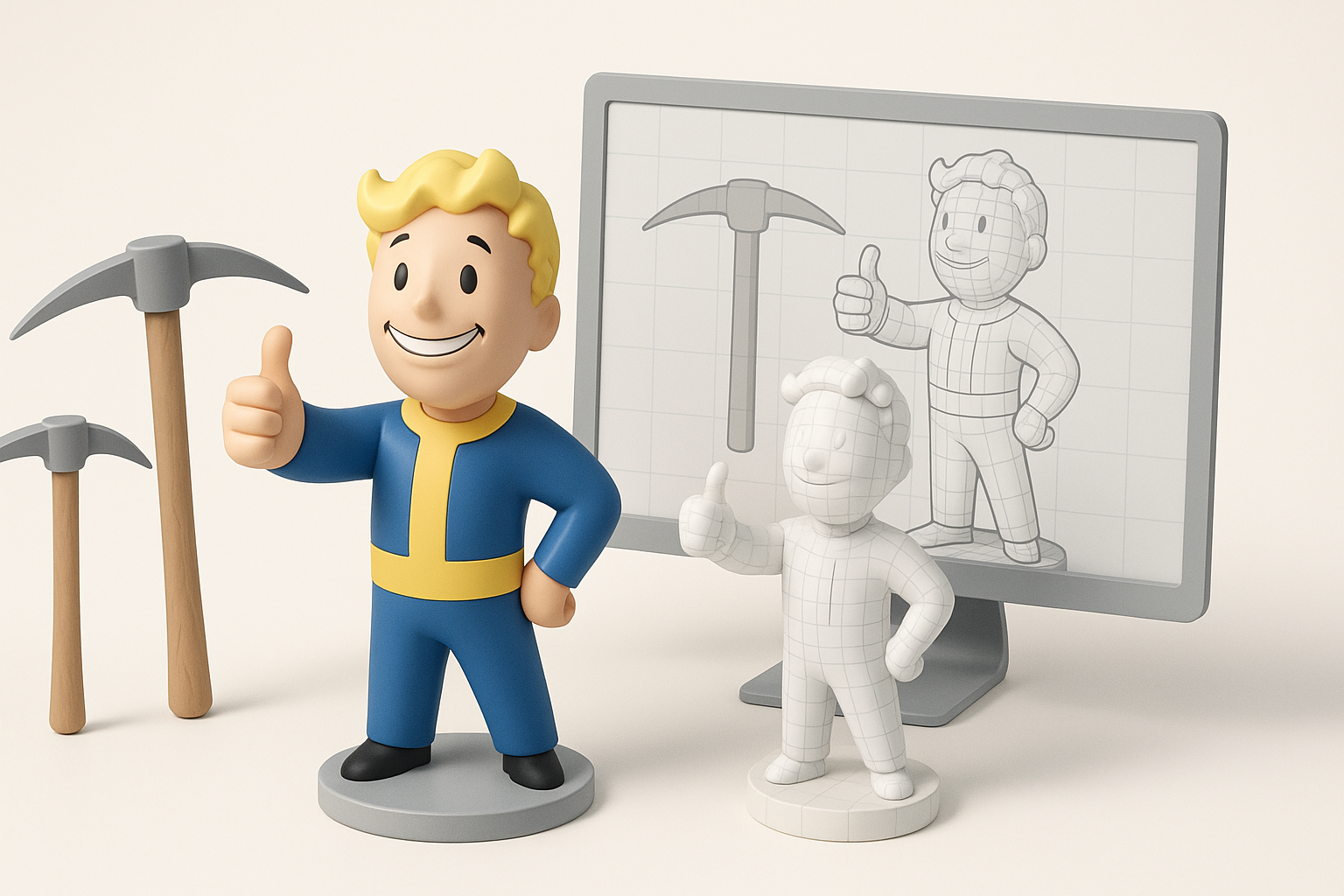 Fallout 76 3D 模型创建概览示意图