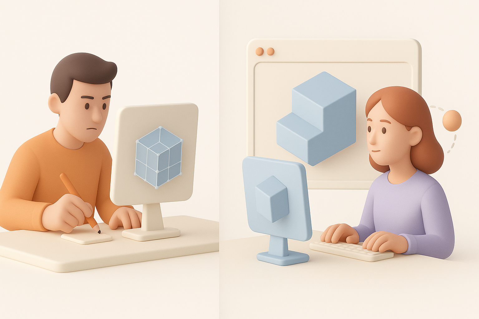 手动与 AI 辅助 3D 建模方法的比较插图
