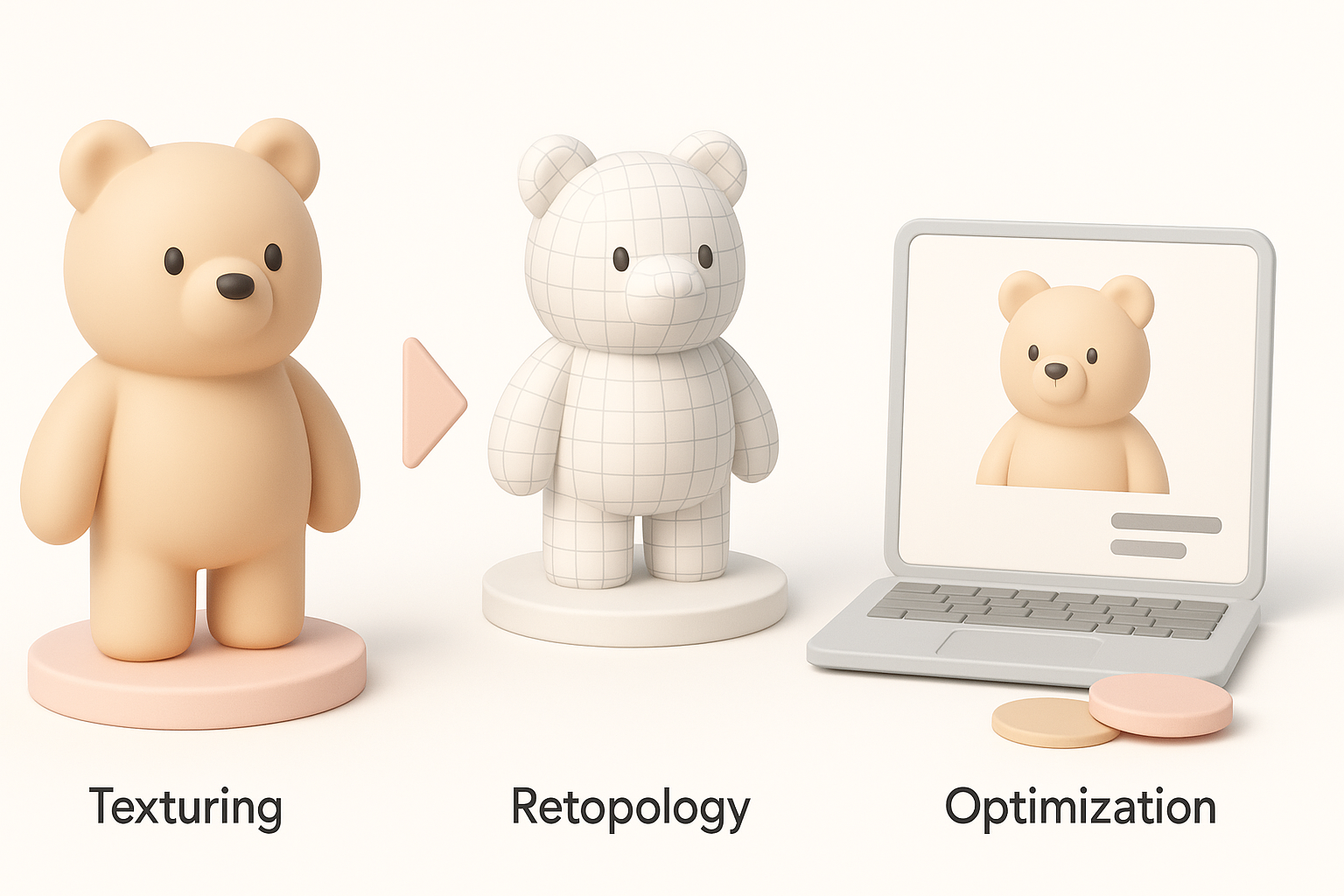 贴图、Retopology与优化最佳实践示意图