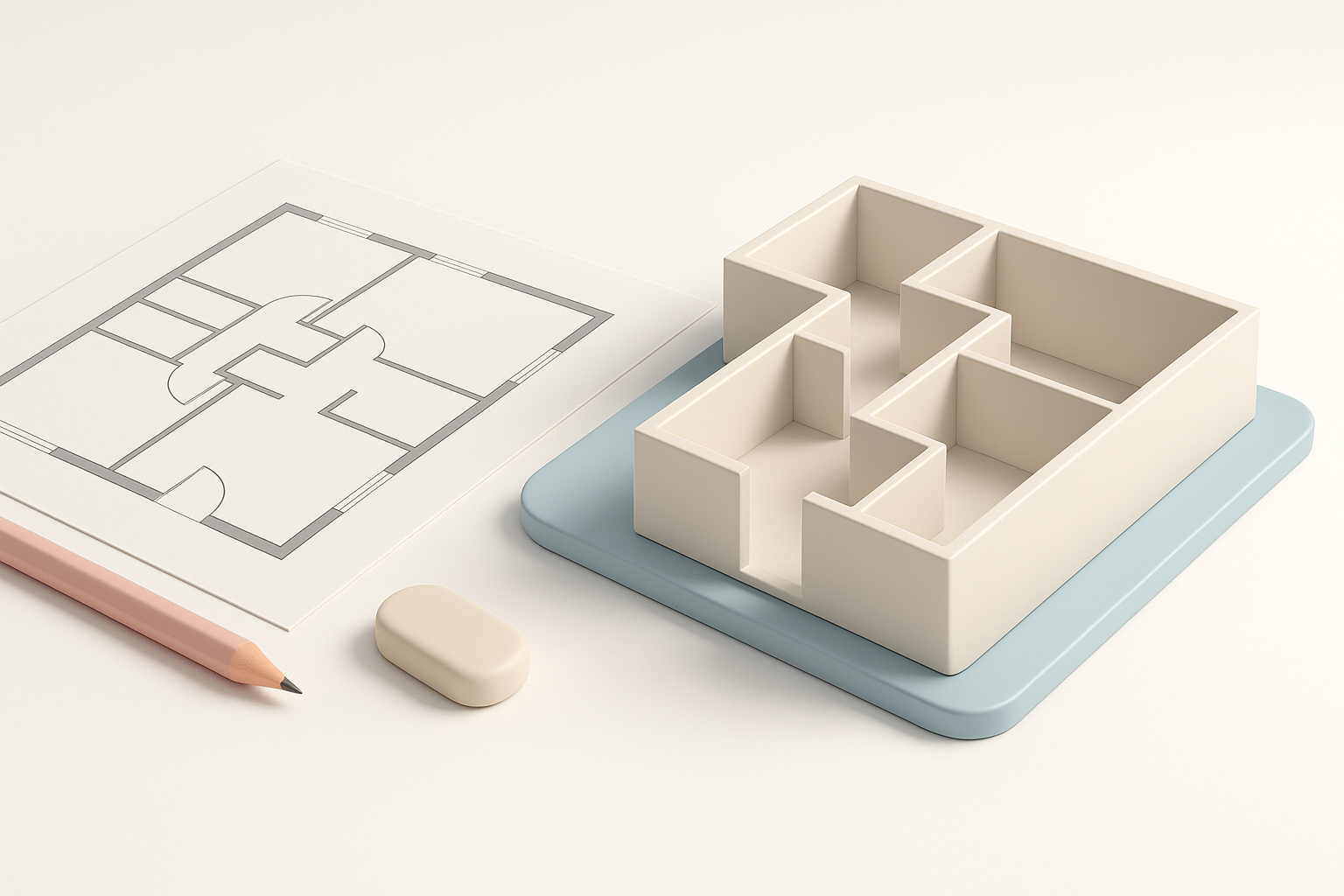 Ilustración de la preparación del plano de planta para el modelado 3D