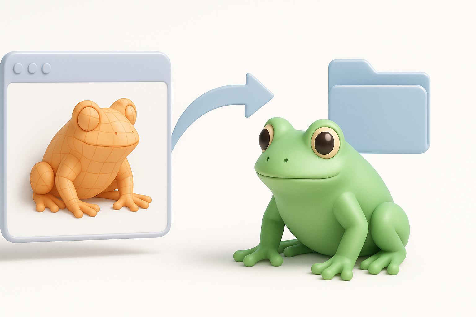 导出与使用你的青蛙3D模型示意图
