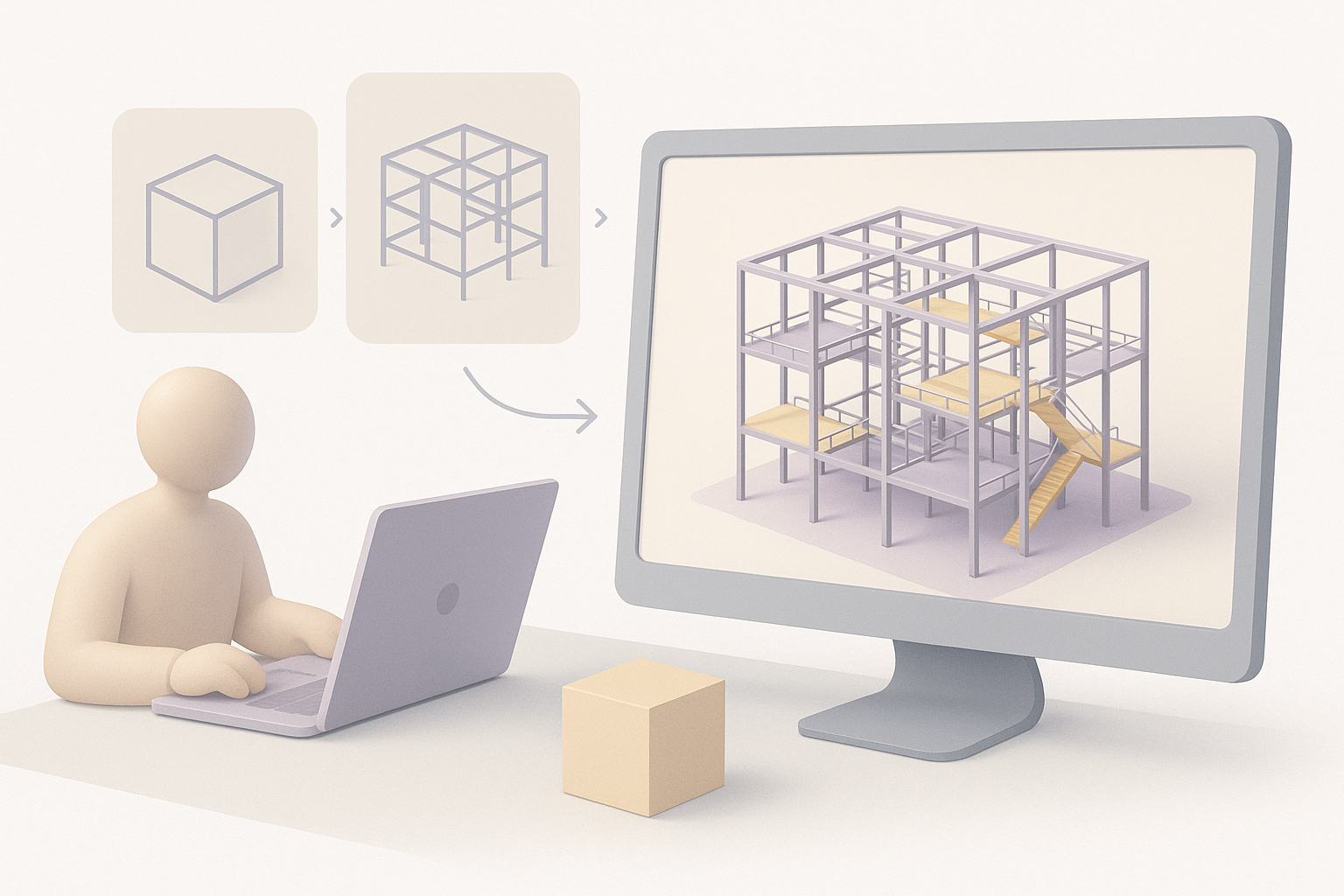分步工作流程：在 3D 中构建趣味宫殿示意图