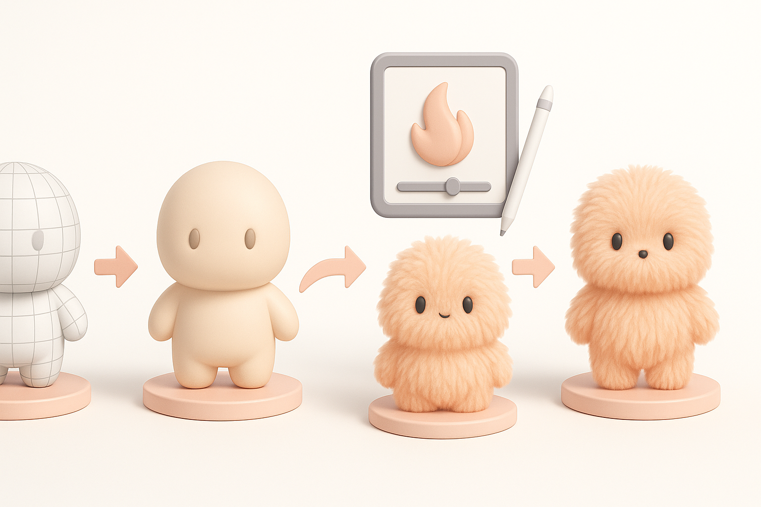 Step-by-Step Workflow for Furry 3D Model Creation illustration