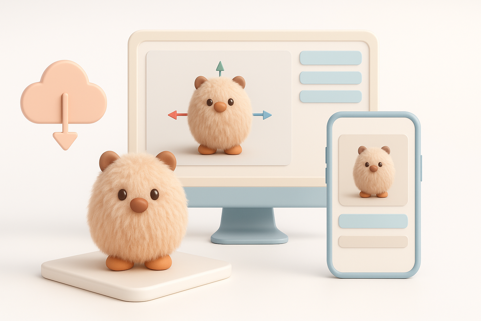 Exporting, Sharing, and Showcasing Furry 3D Models illustration