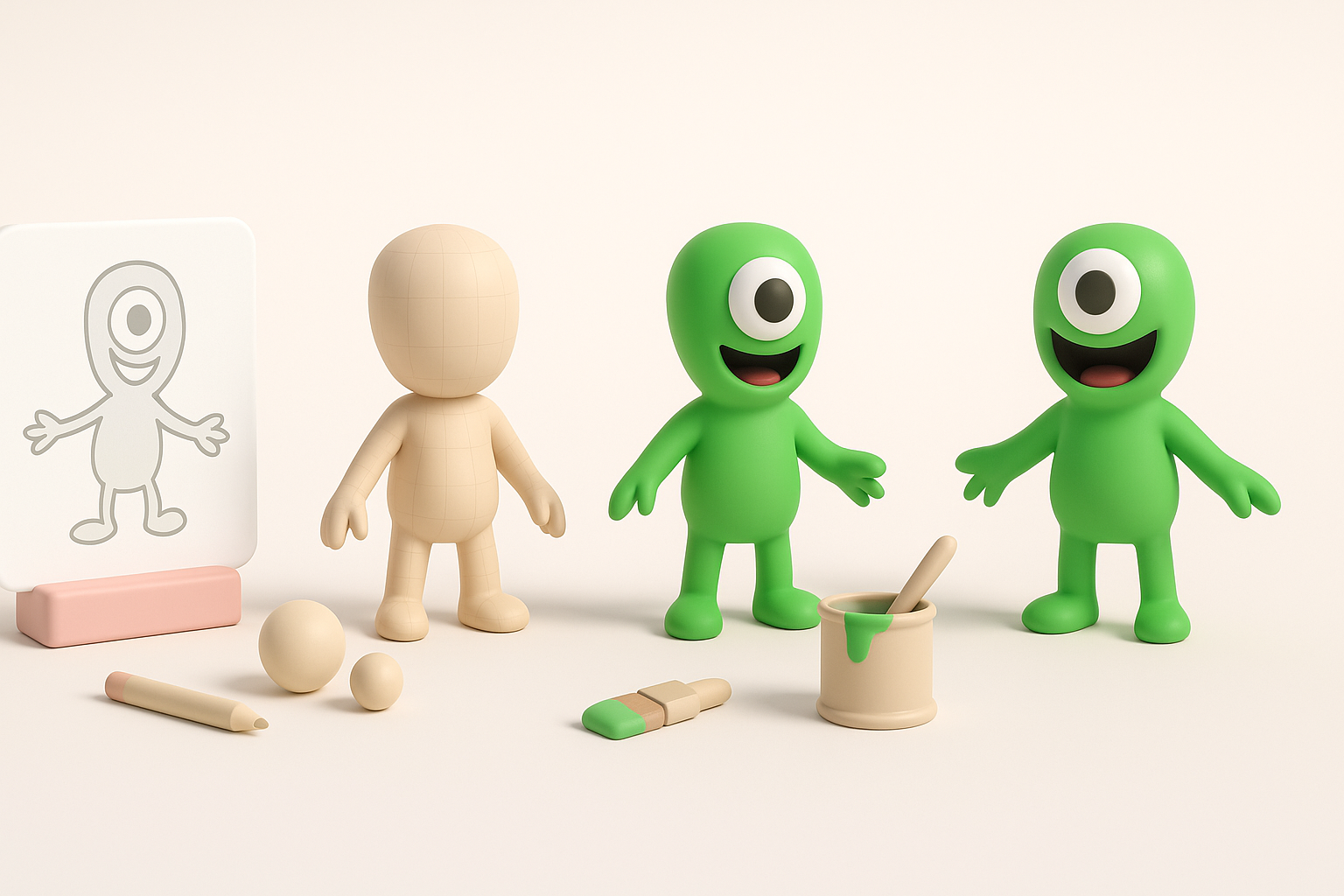 Step-by-Step Workflow for Modeling Garten of Banban Characters illustration