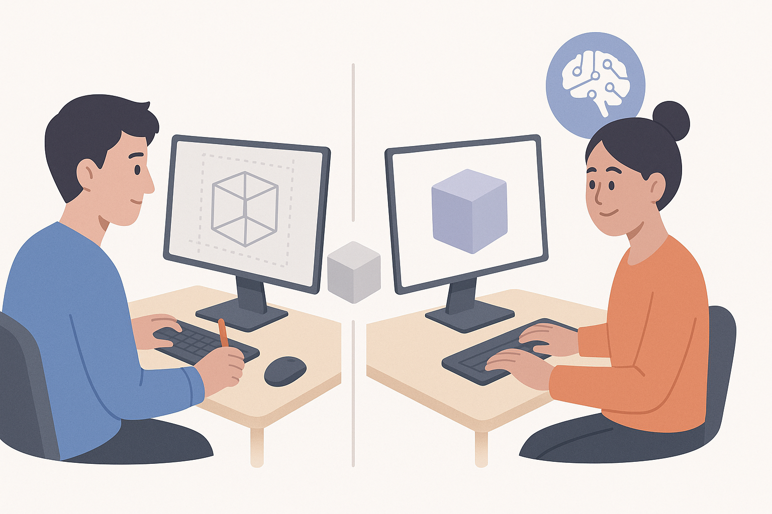 Comparing Manual and AI-Assisted 3D Modeling Approaches illustration