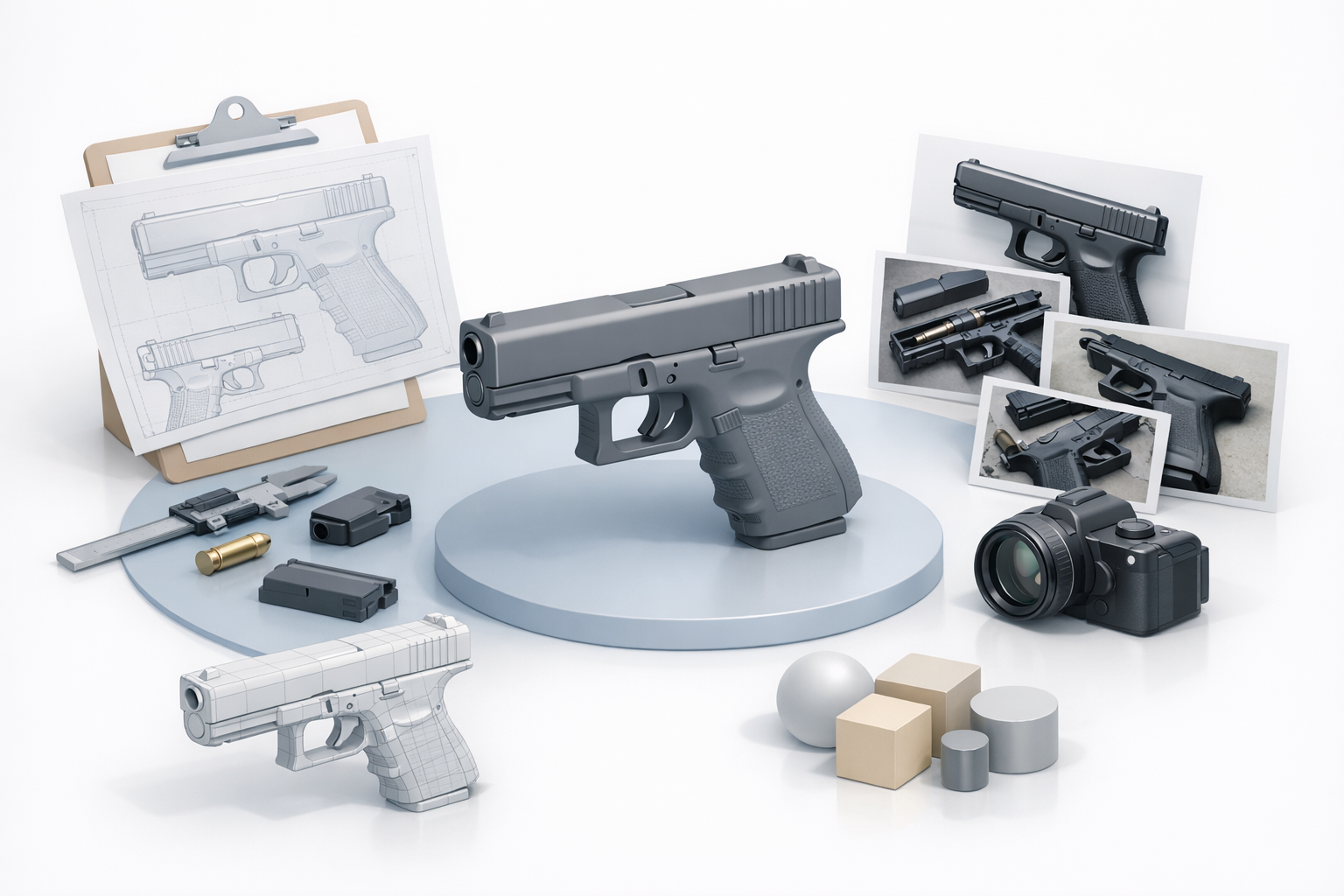 Иллюстрация к планированию и сбору референсов для моделей Glock