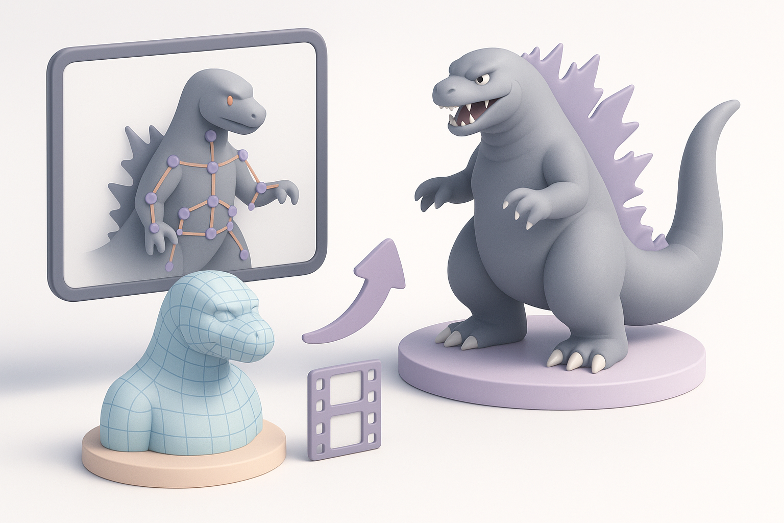 Retopology、绑定与动画注意事项示意图