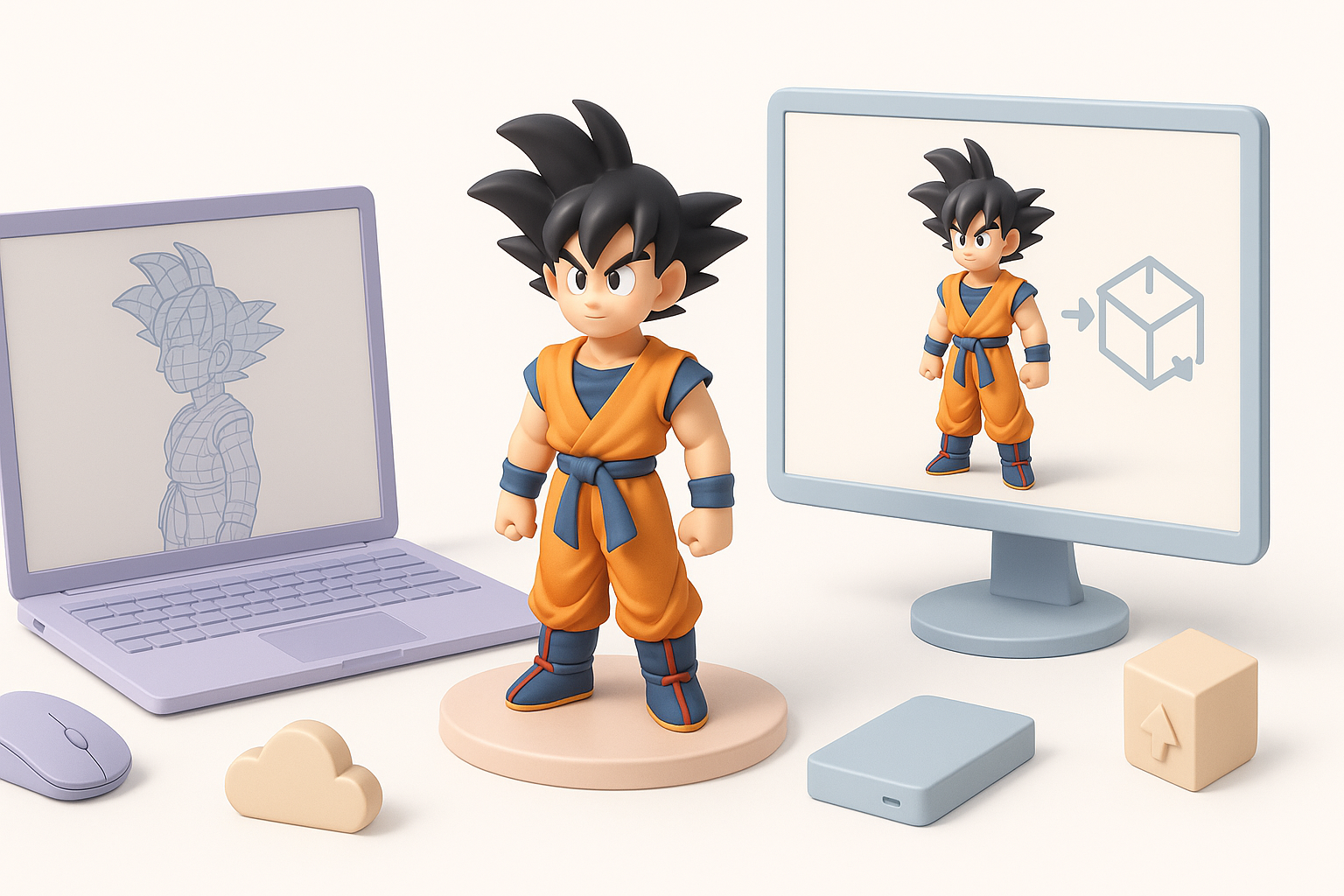 悟空3D模型优化与导出示意图