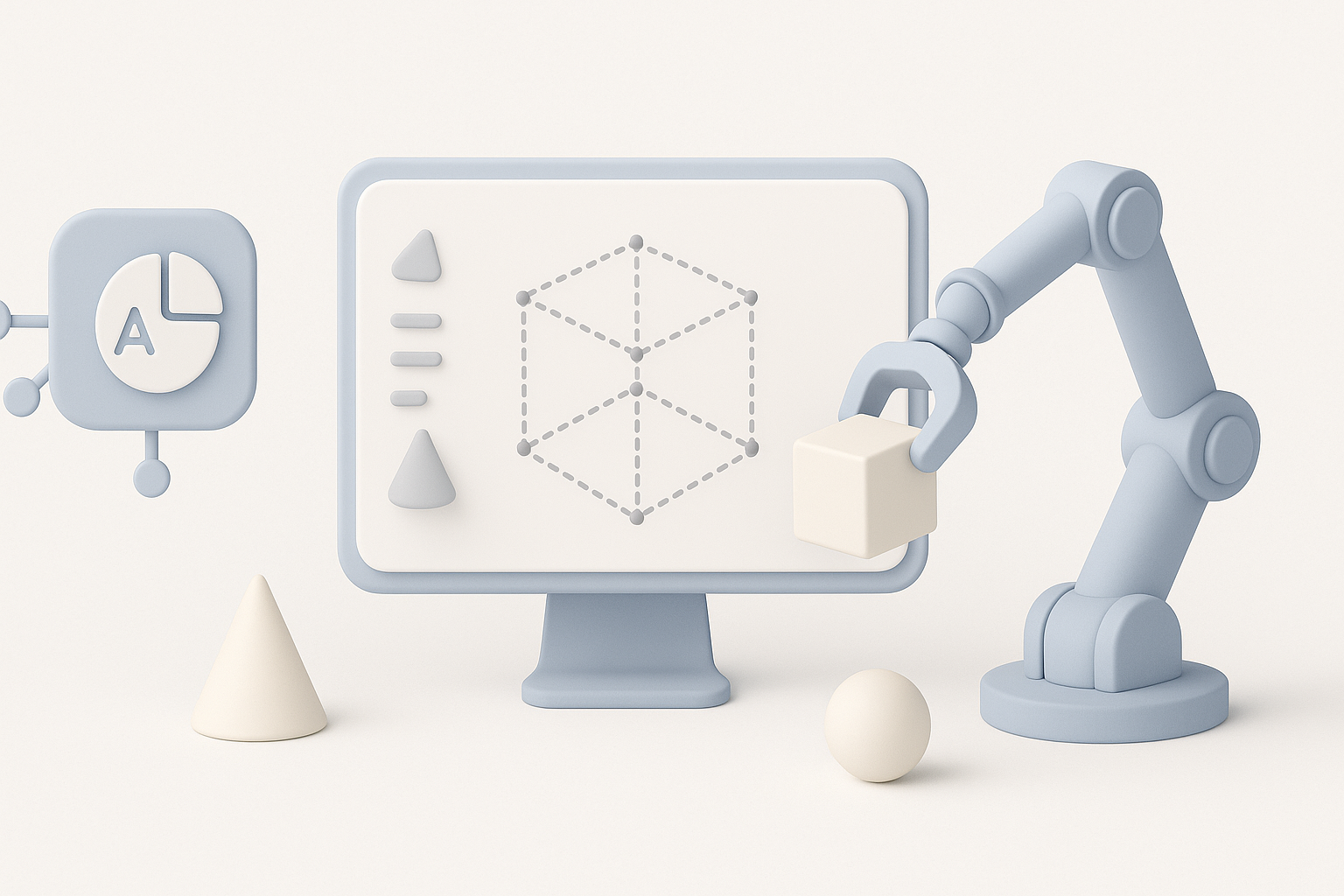 利用 AI 工具加速 3D 模型制作示意图