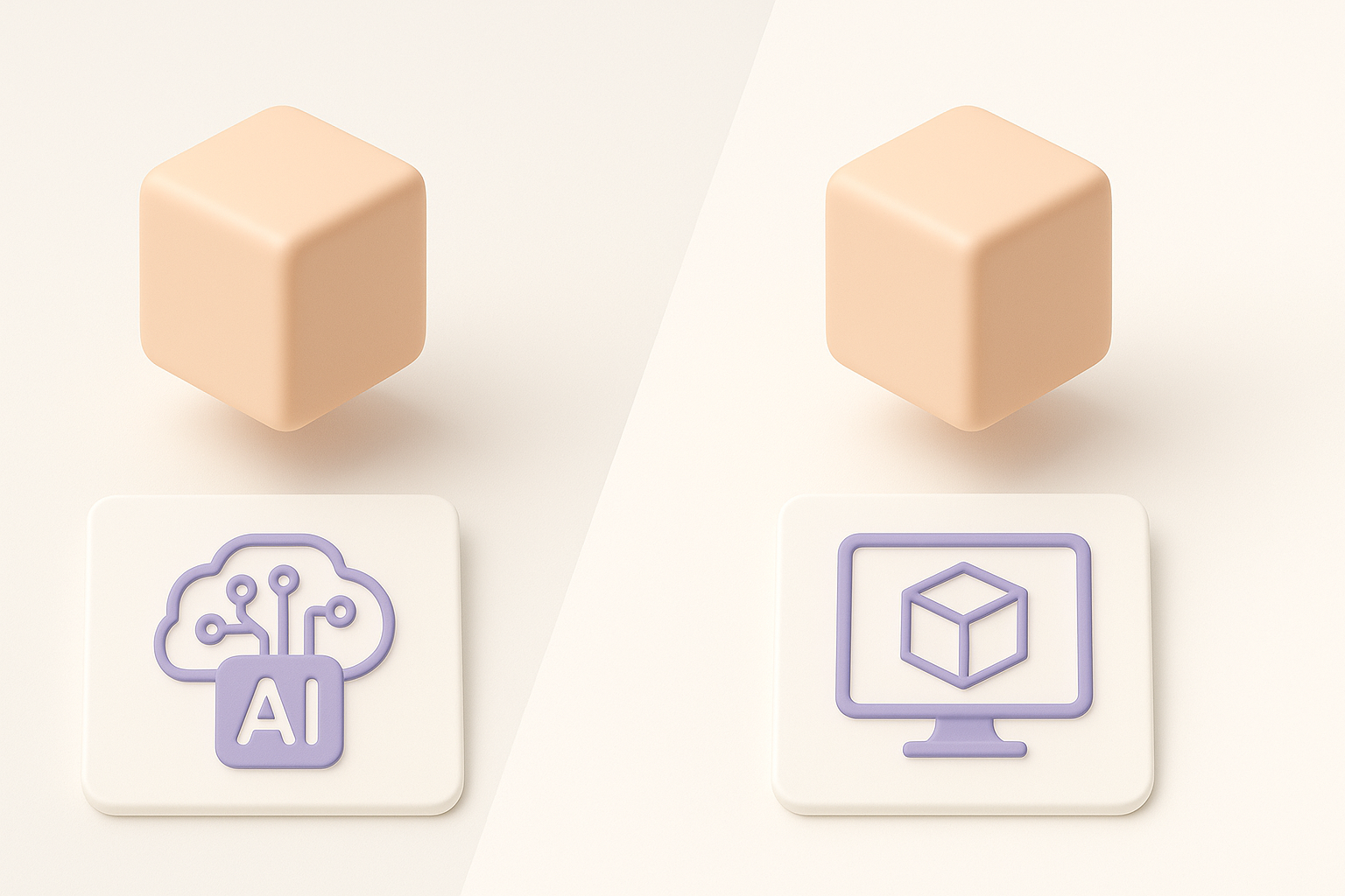 AI 驱动工作流程与传统 3D 工作流程对比示意图