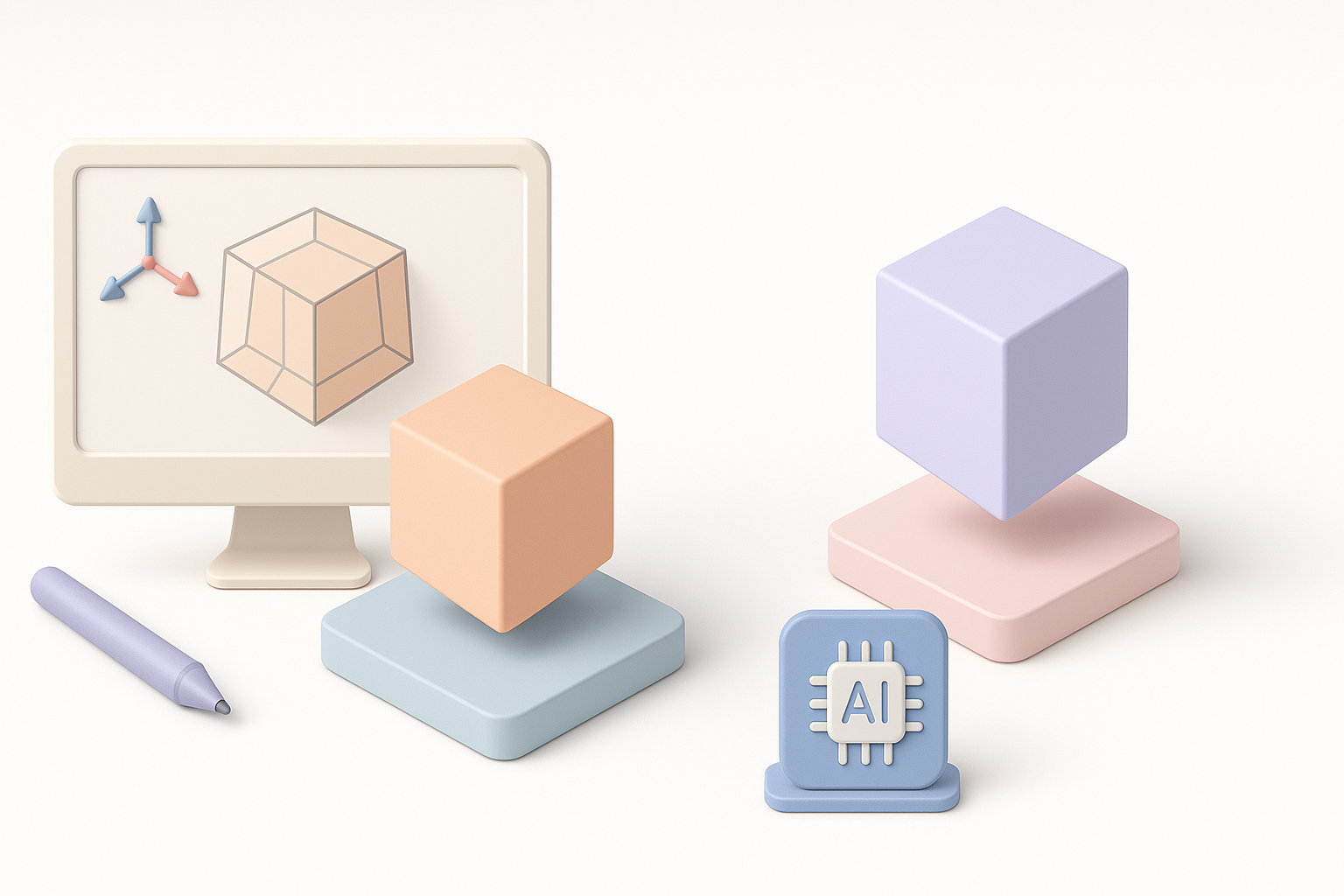 Comparing AI and Traditional 3D Modeling Methods illustration