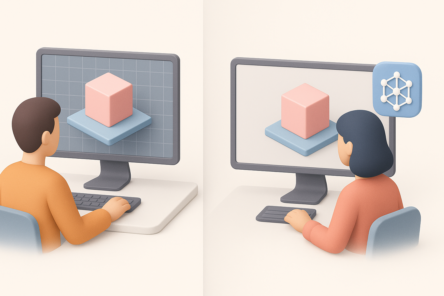 手动与 AI 辅助 3D 建模方法的比较插图