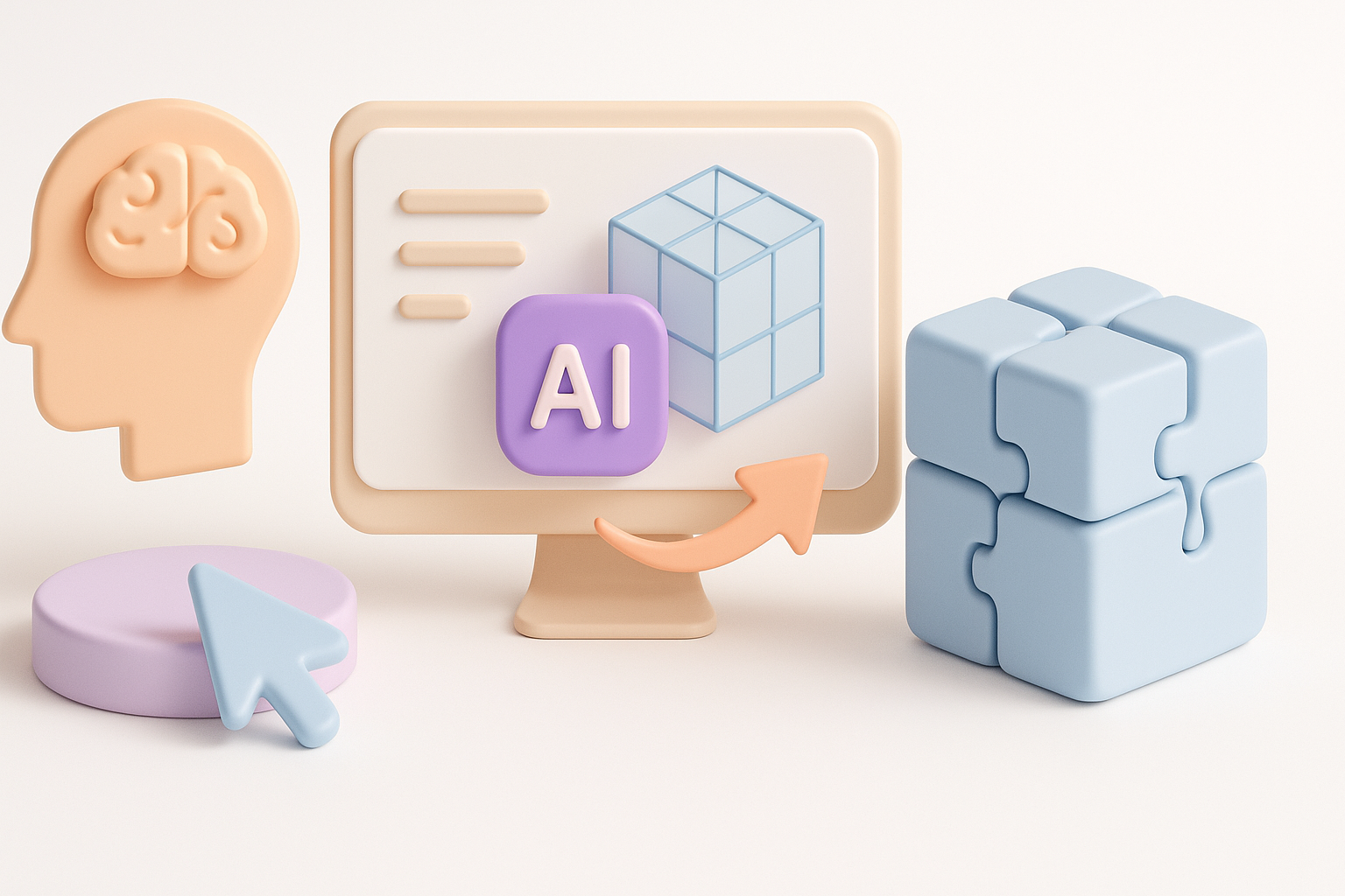 AI 생성 3D 모델 이해 일러스트레이션