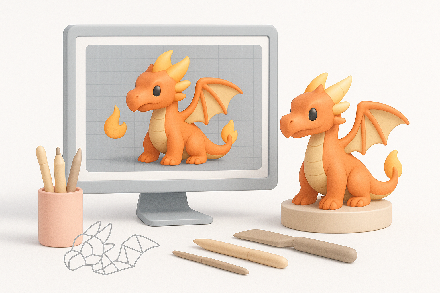 Overview of Inferno Dragon 3D Modeling illustration
