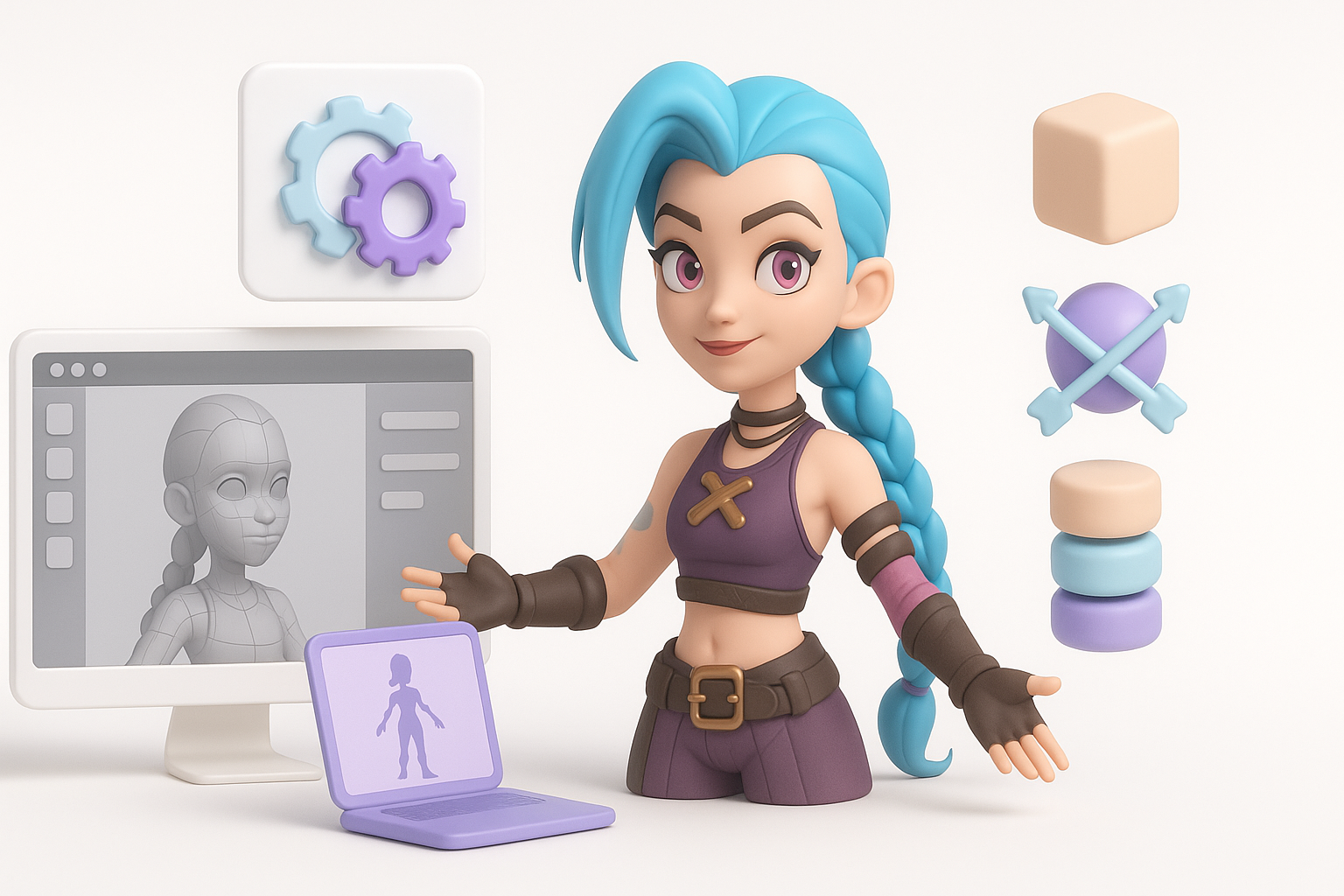 AI 辅助工作流程：加速 Jinx 模型制作示意图