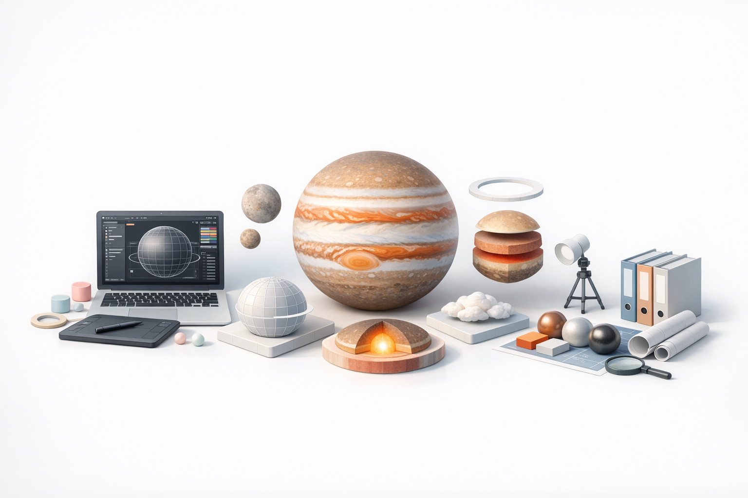 木星3D建模核心要点示意图