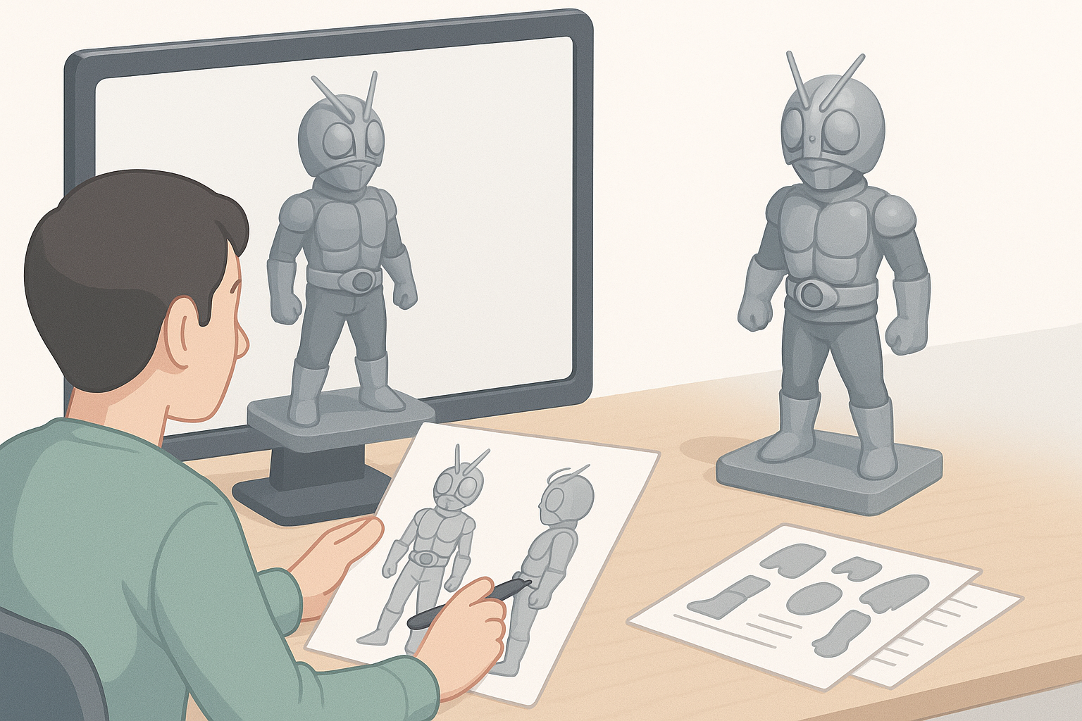 Planning and Reference Gathering for Kamen Rider Models illustration