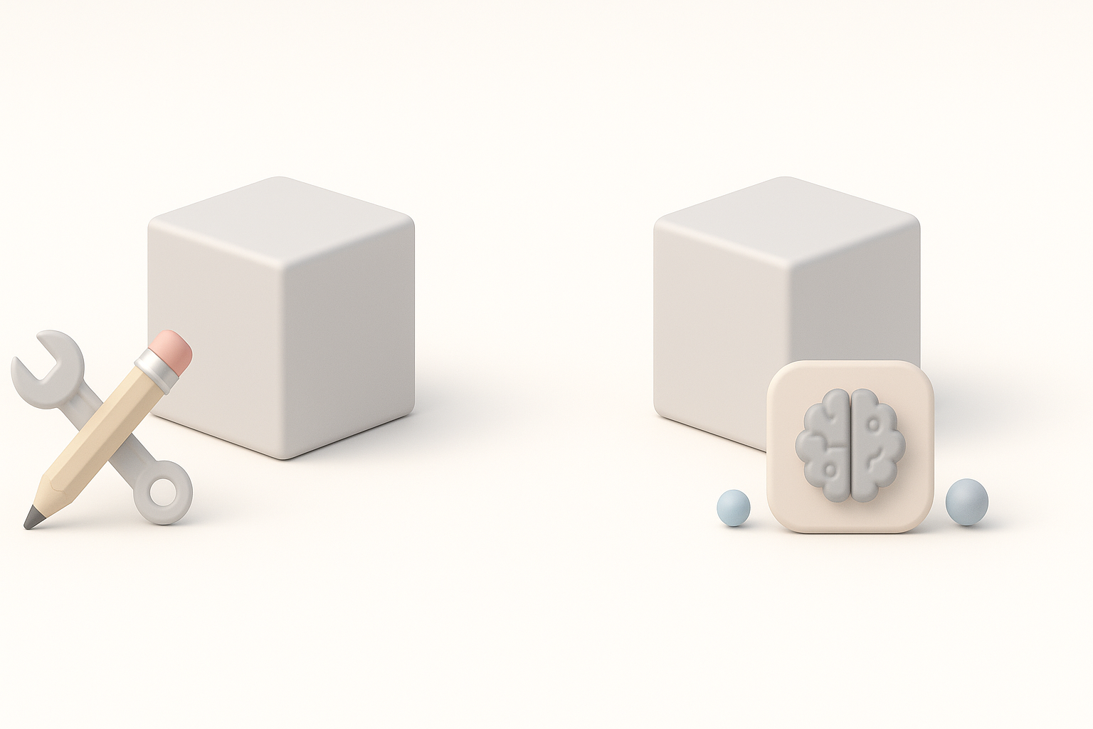对比：手动与AI辅助的3D模型制作插图