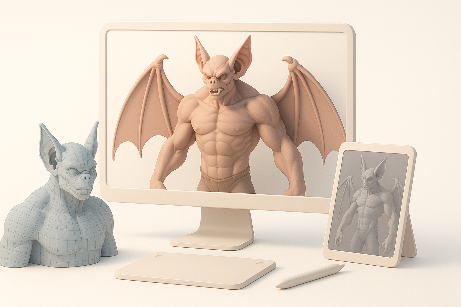 Step-by-Step Workflow: Modeling Man-Bat illustration