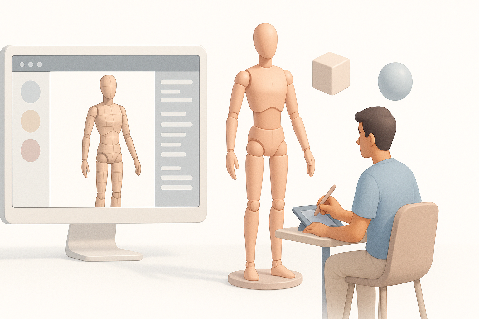 人台3D建模工具与方法对比示意图