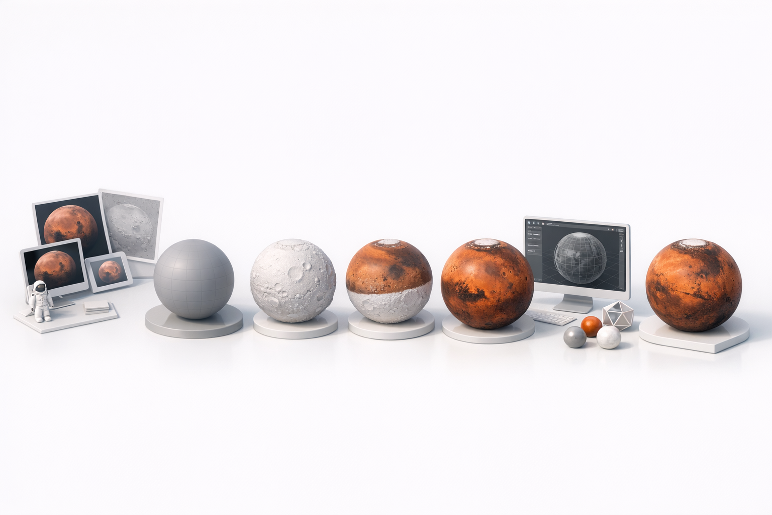 火星3D模型分步创建工作流程插图