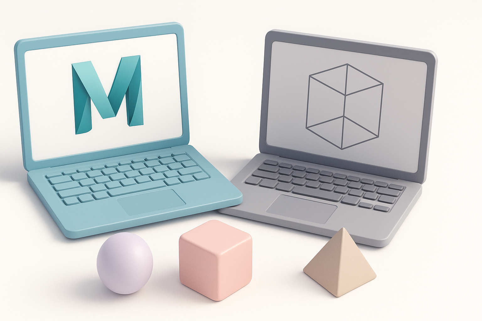 Maya与其他3D建模工具对比示意图