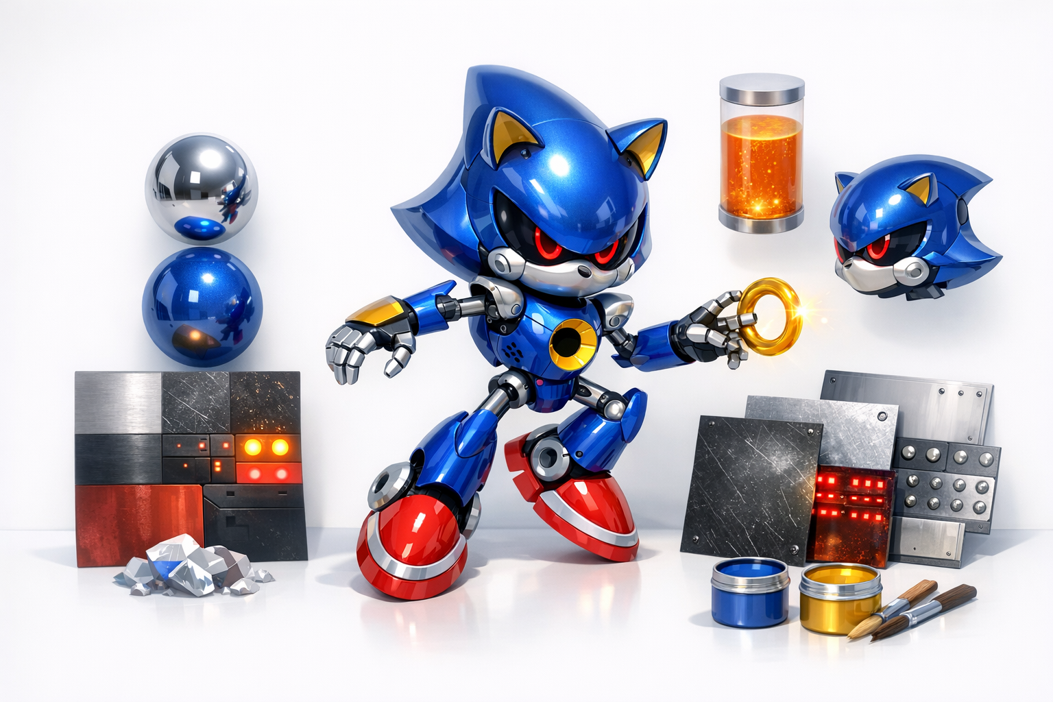 Metal Sonic 贴图与材质示意图
