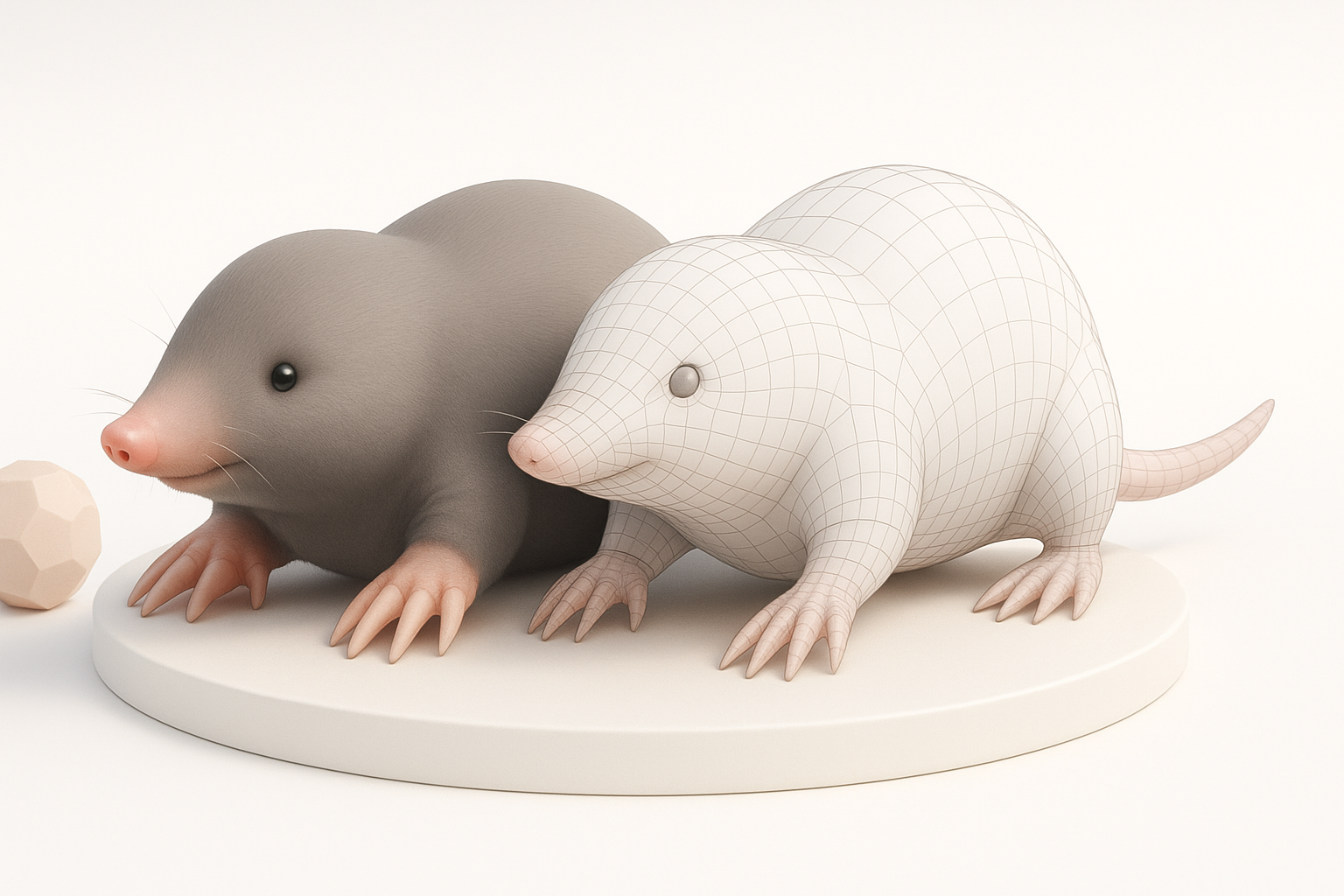 鼹鼠解剖结构3D建模解析图