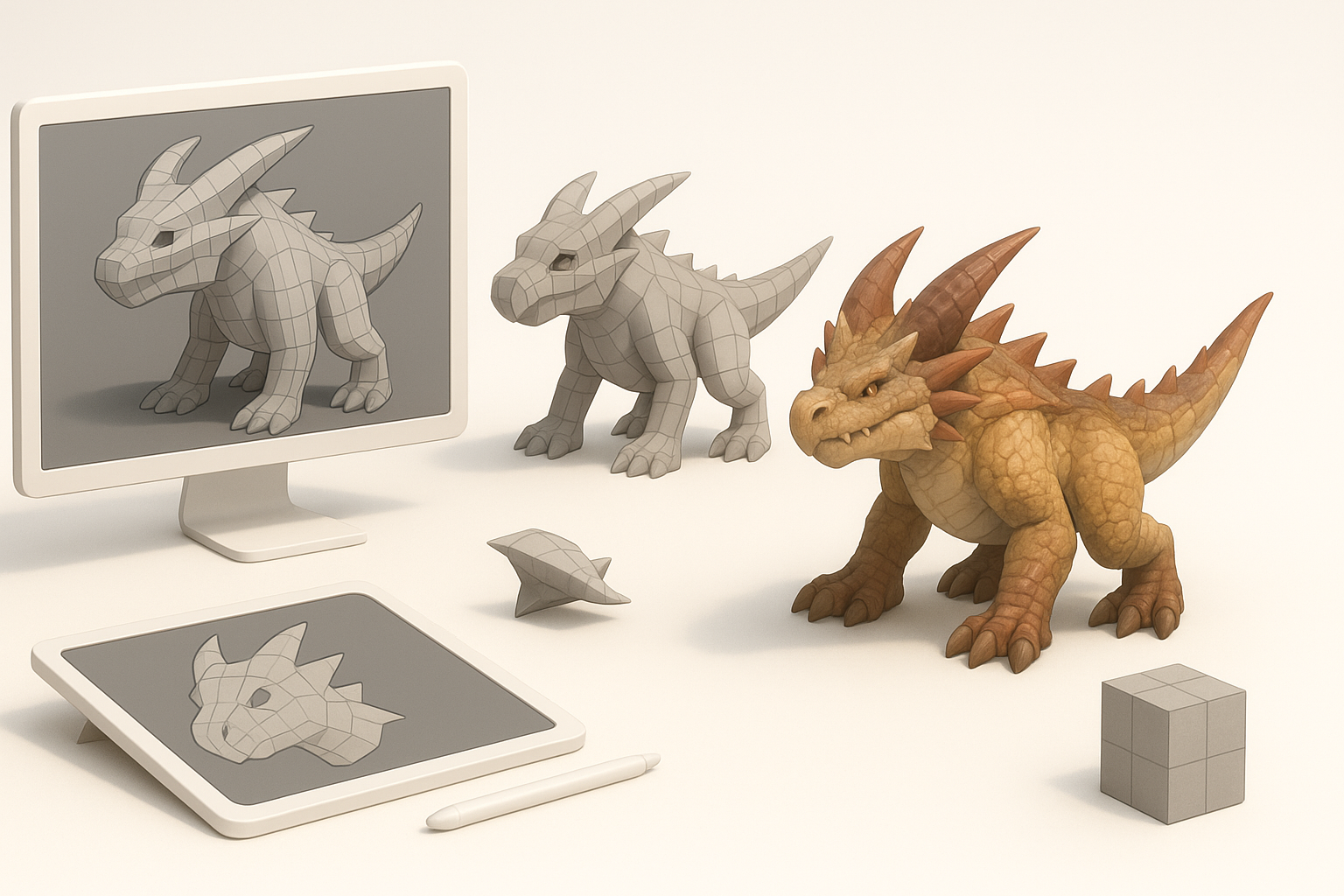 概述:创建怪物猎人荒野 3D 模型示意图