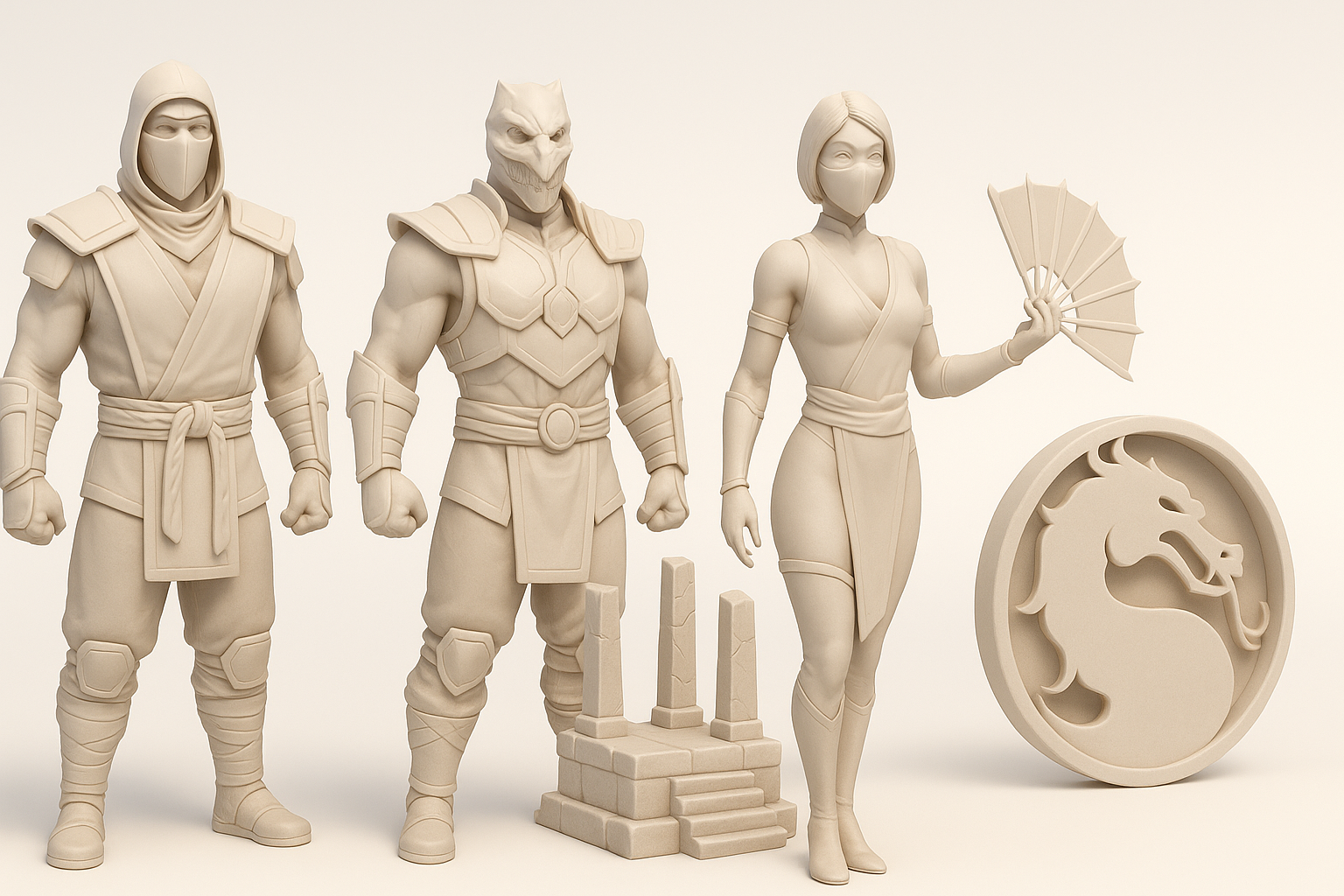《真人快打1》3D模型概览示意图