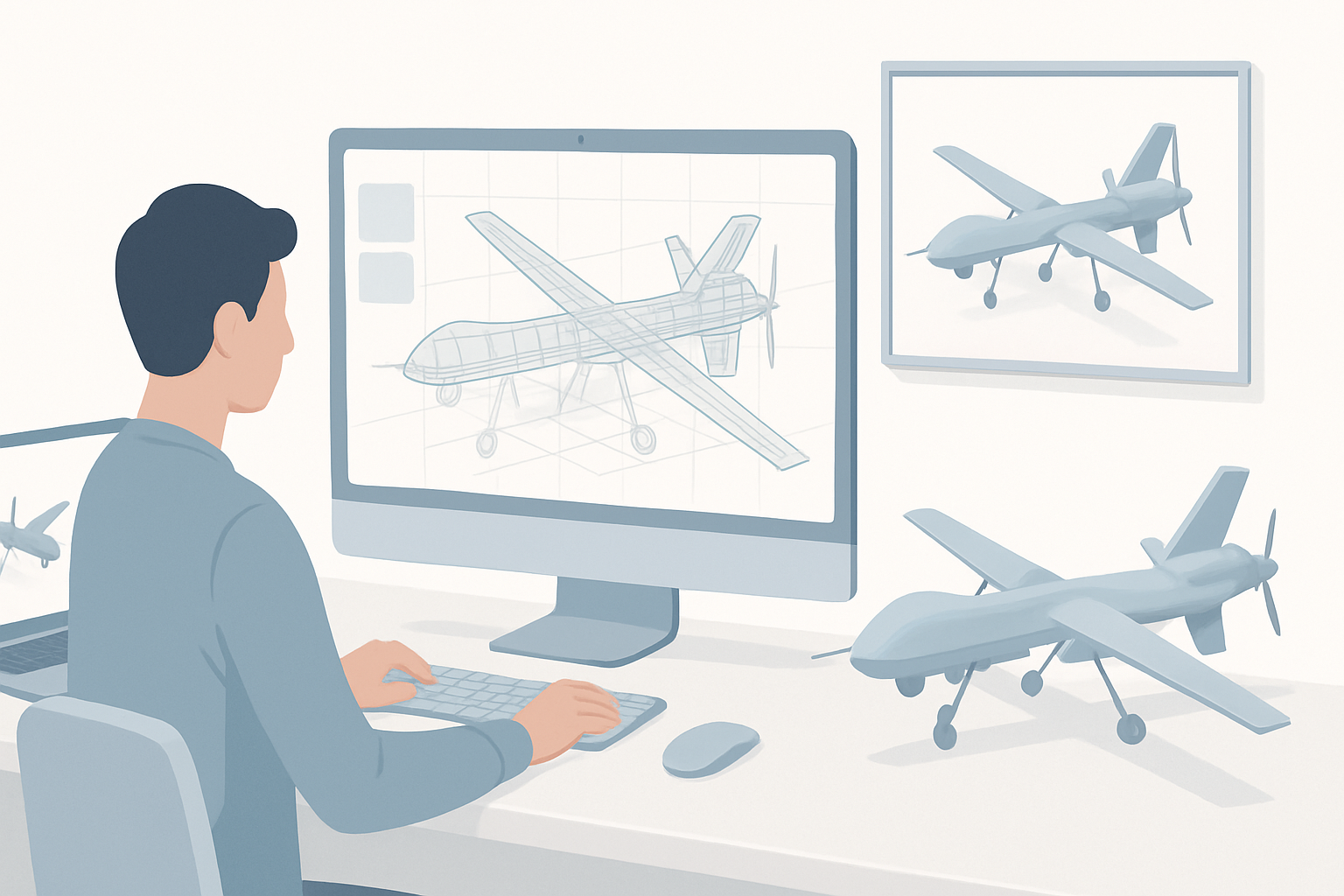 我的MQ-9 3D建模分步流程示意图