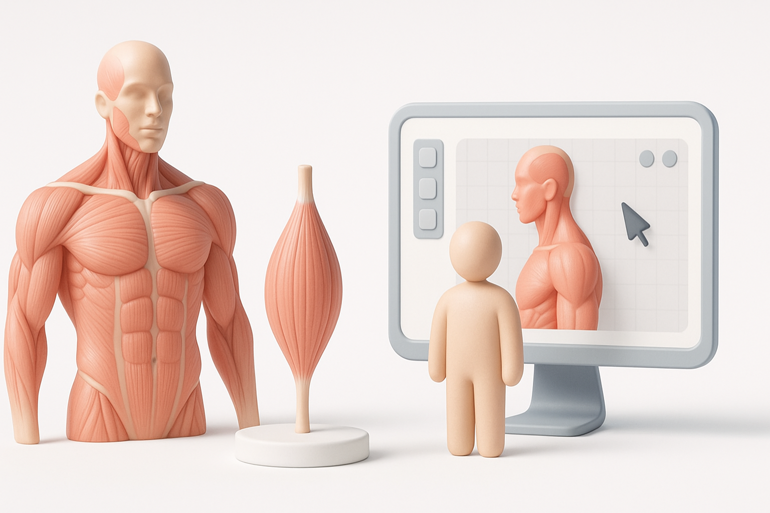 理解3D建模中的肌肉解剖学示意图