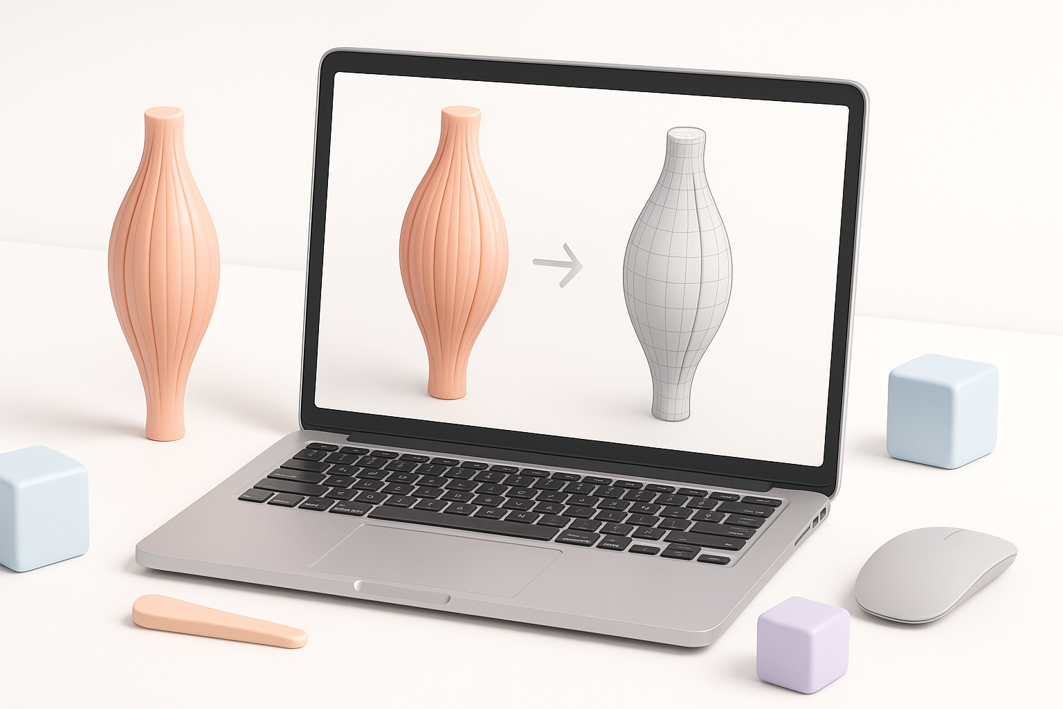 肌肉3D模型的优化与导出示意图