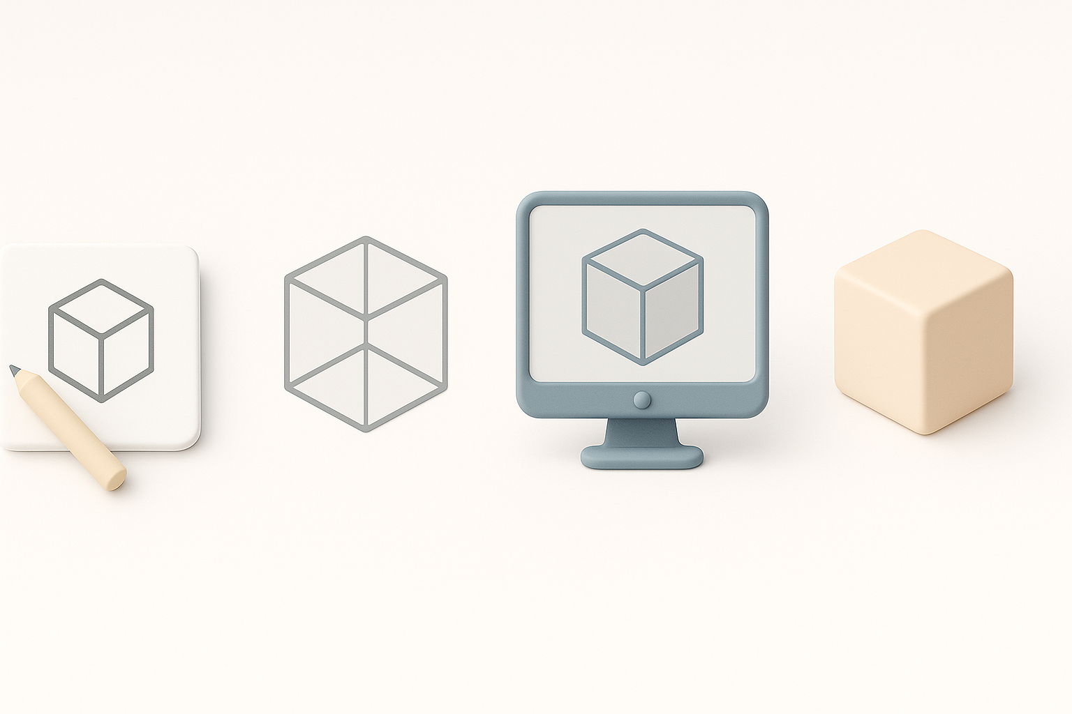 Step-by-Step 3D Model Creation Process illustration