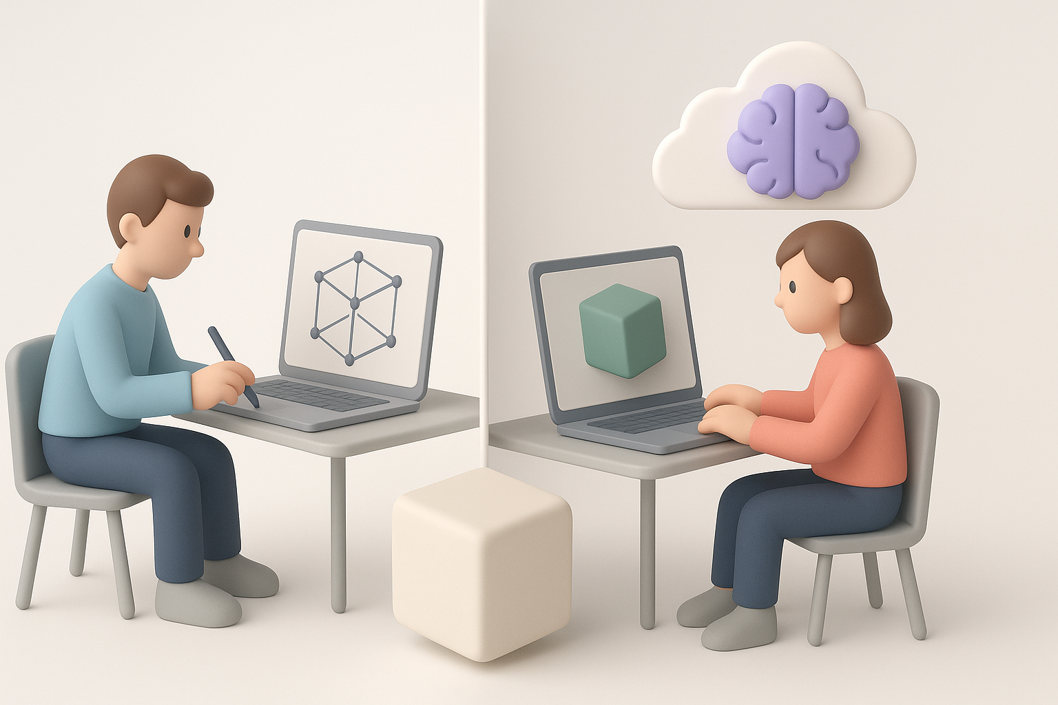 Comparing Manual and AI-Assisted 3D Model Creation illustration