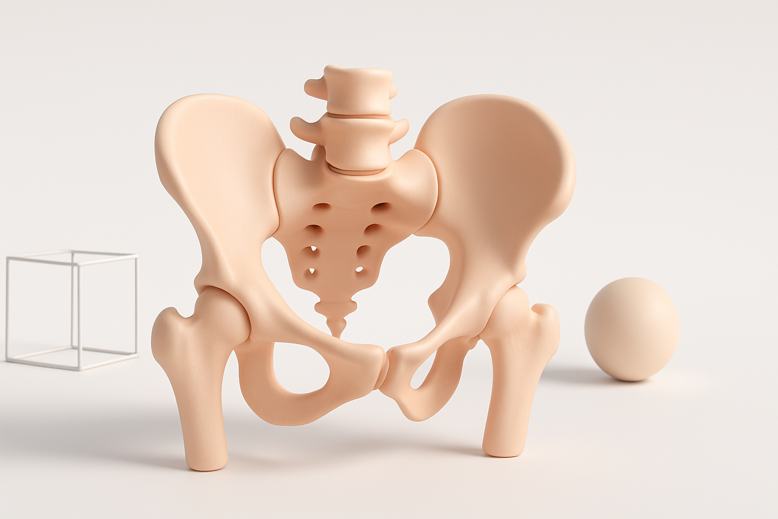 Ilustración sobre comprensión de la anatomía de la pelvis para modelado 3D