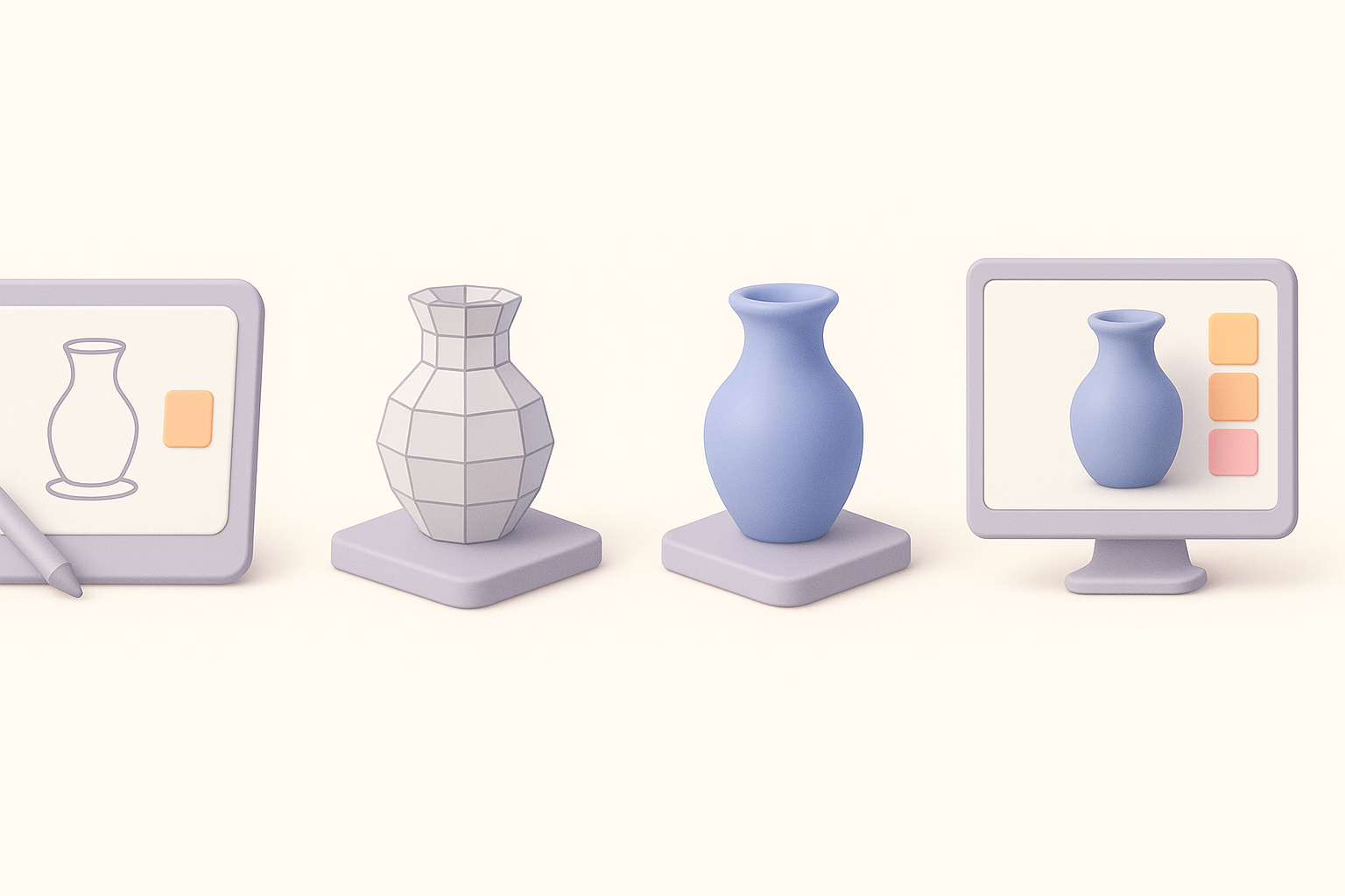 My Step-by-Step 3D Model Creation Process illustration