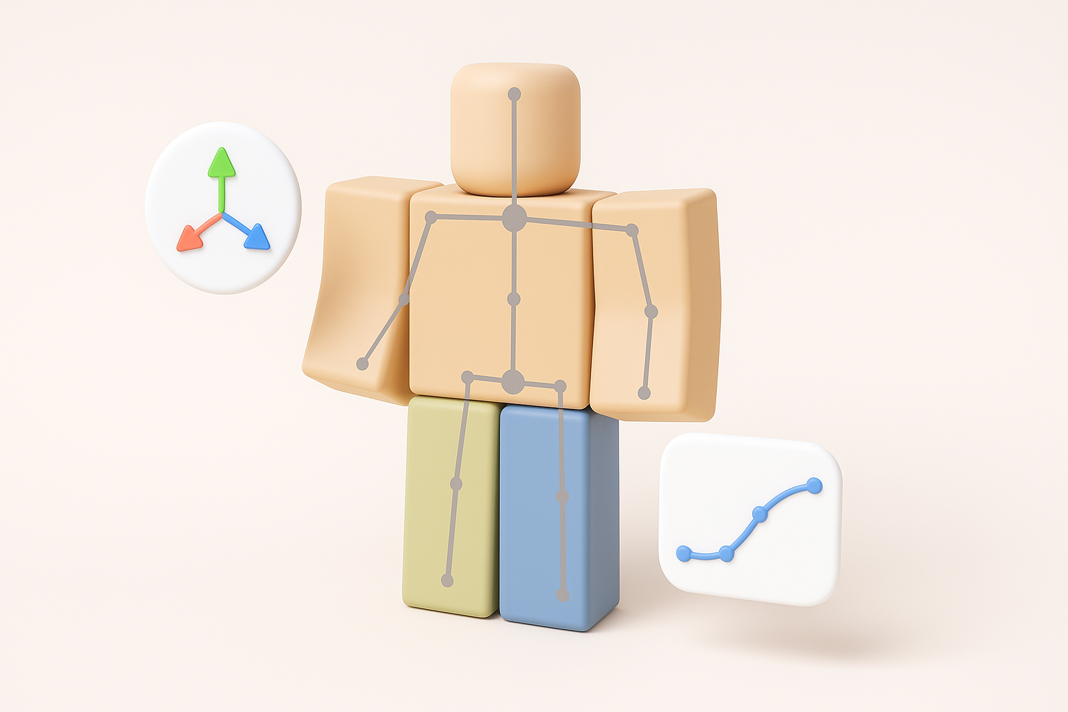 针对 Roblox 兼容性的绑定与动画插图